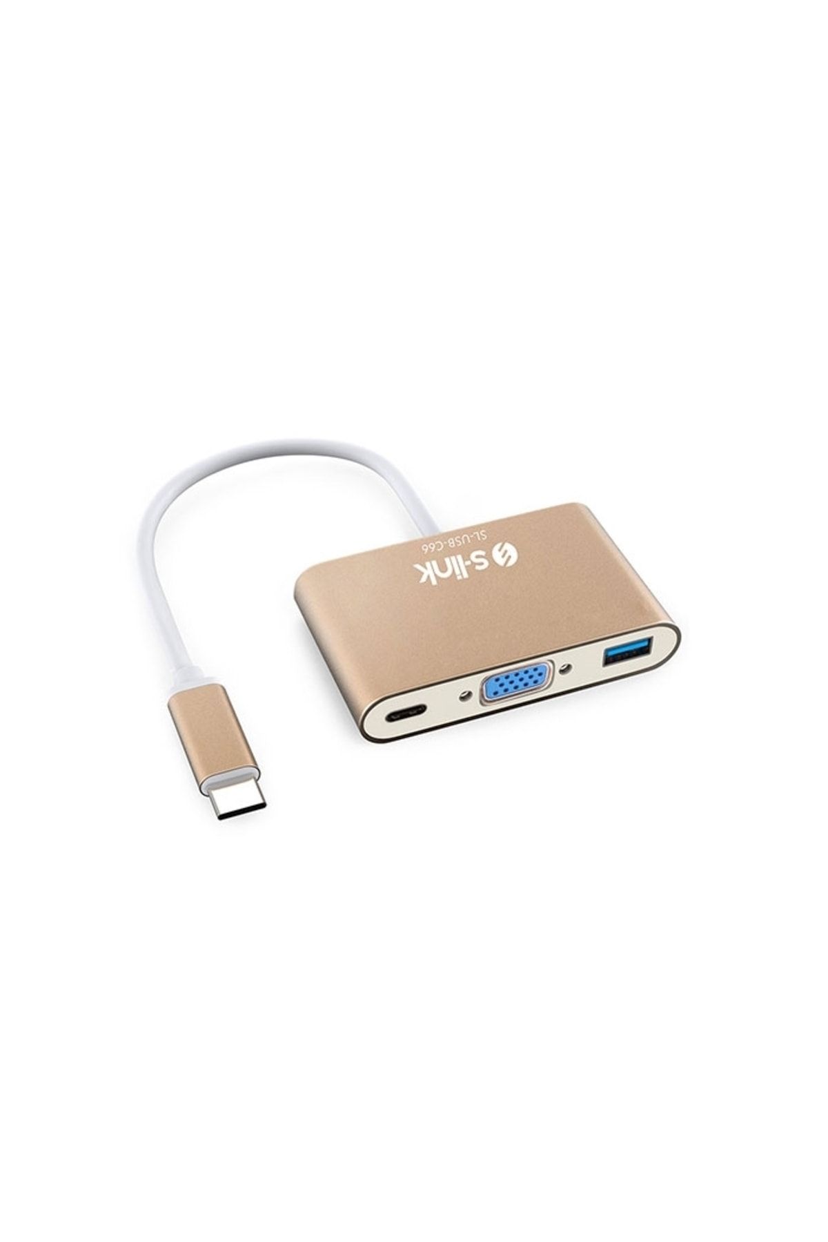 S-Link SL-USB-C66 0.15metre TYPE-C-USB 3.0_VGA Çevirici Adaptör Gold 4K