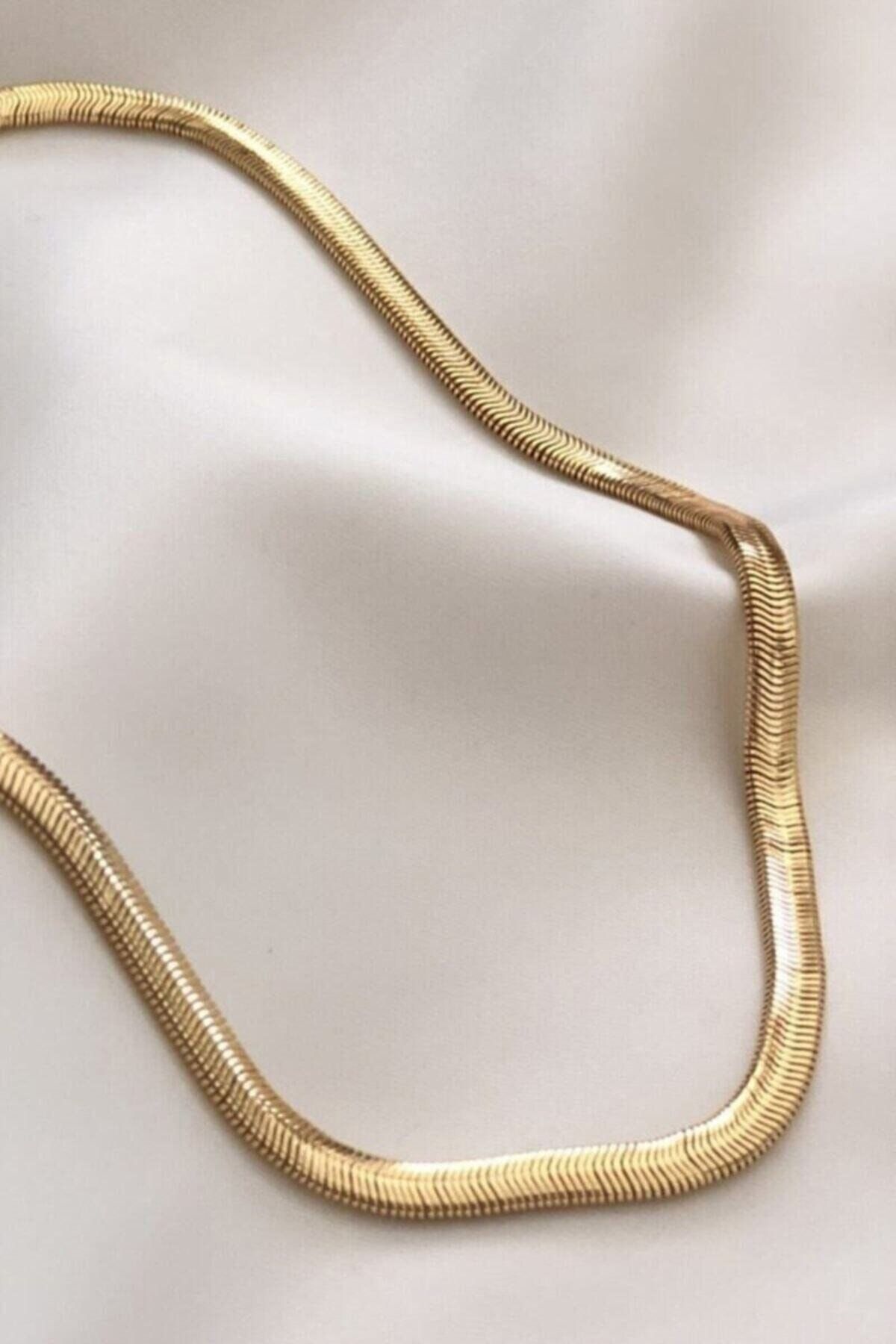 Loca Collection Yassı Zincir Italyan 316l Çelik Kolye Gold