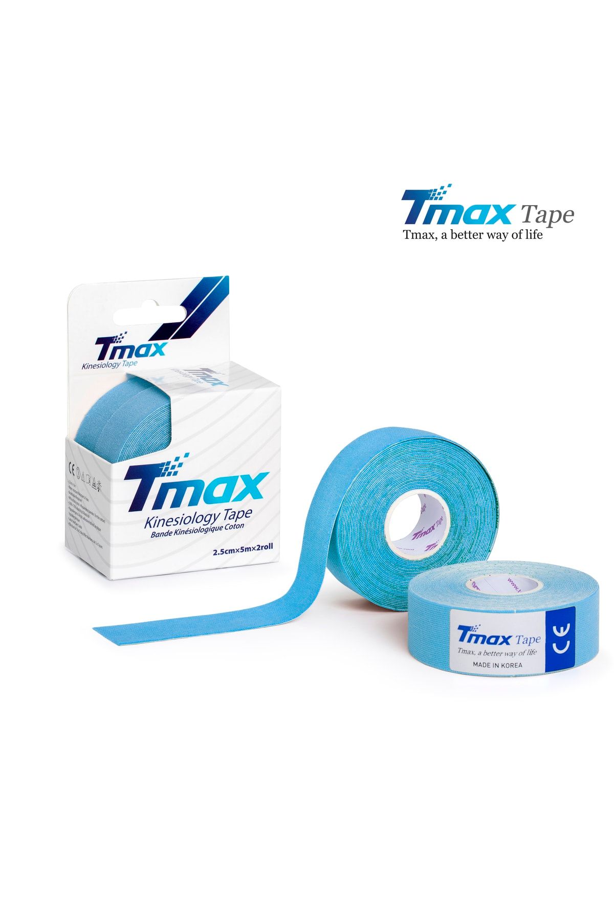 TMAX Kinesio Tape Ağrı Bandı 2,5 cm X 5 Metre Mavi Renk – 2 Adet
