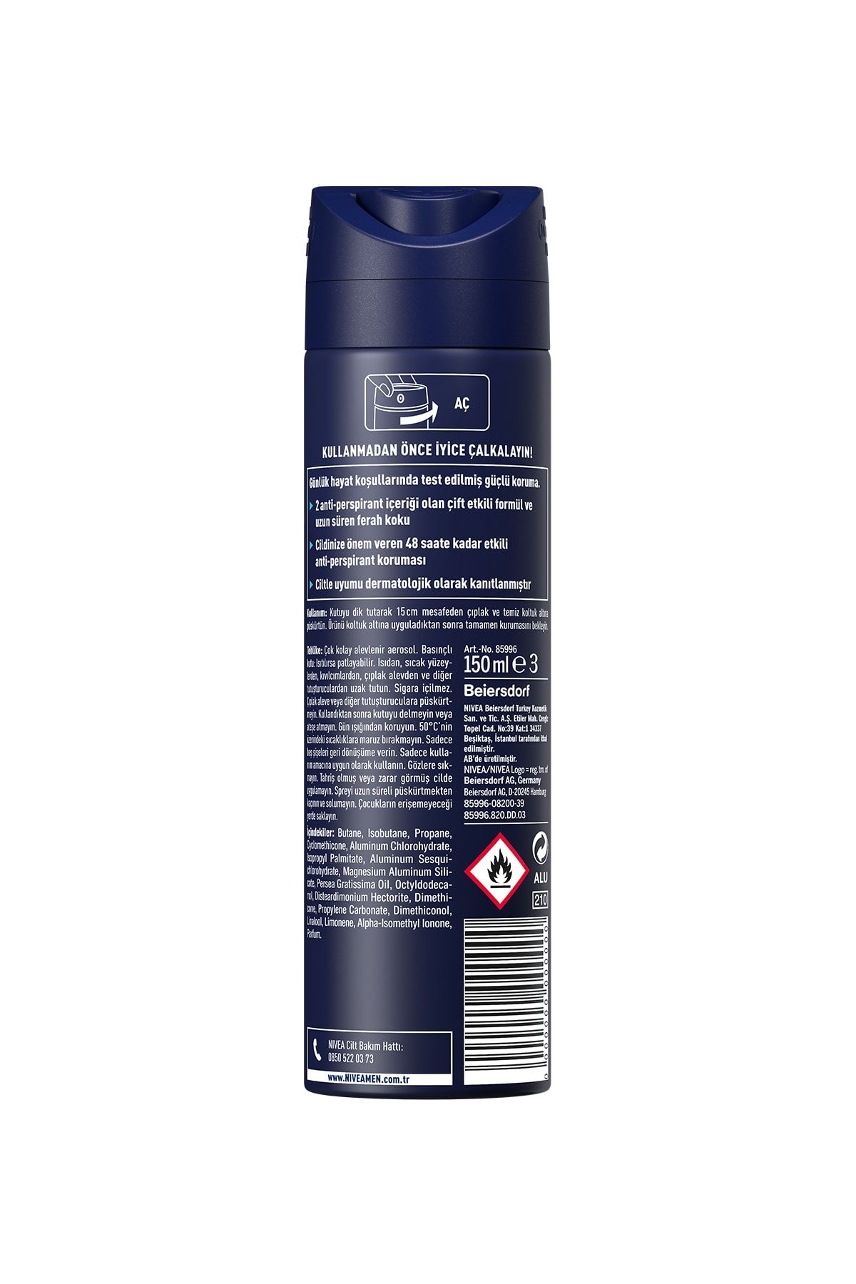 Men Erkek Sprey Deodorant Dry Fresh 72 Saat Anti-perspirant Koruma,150ml_1
