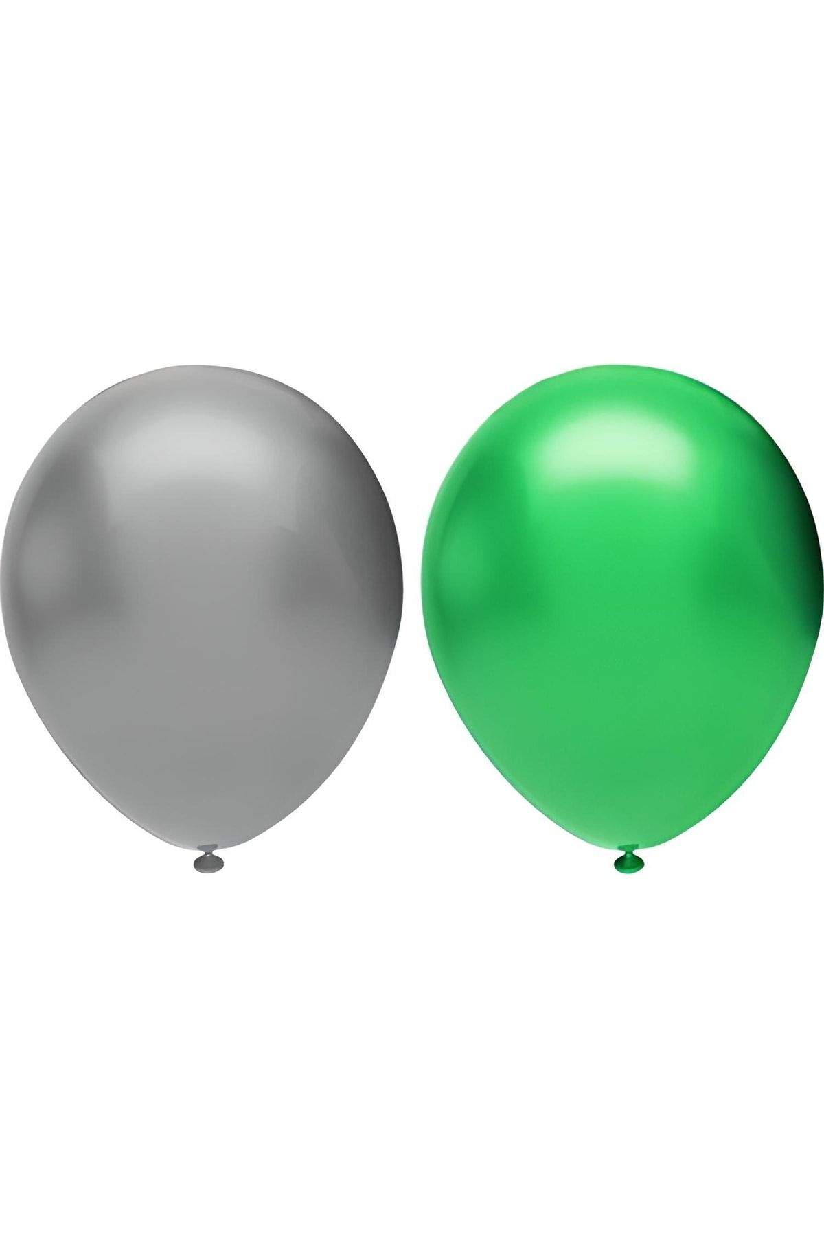HKNYS 20 Adet Metalik Balon (koyu Yeşil - Gümüş(gri) )- Helyum Gazı Uyumludur.-dogum Günü Parti Balonları