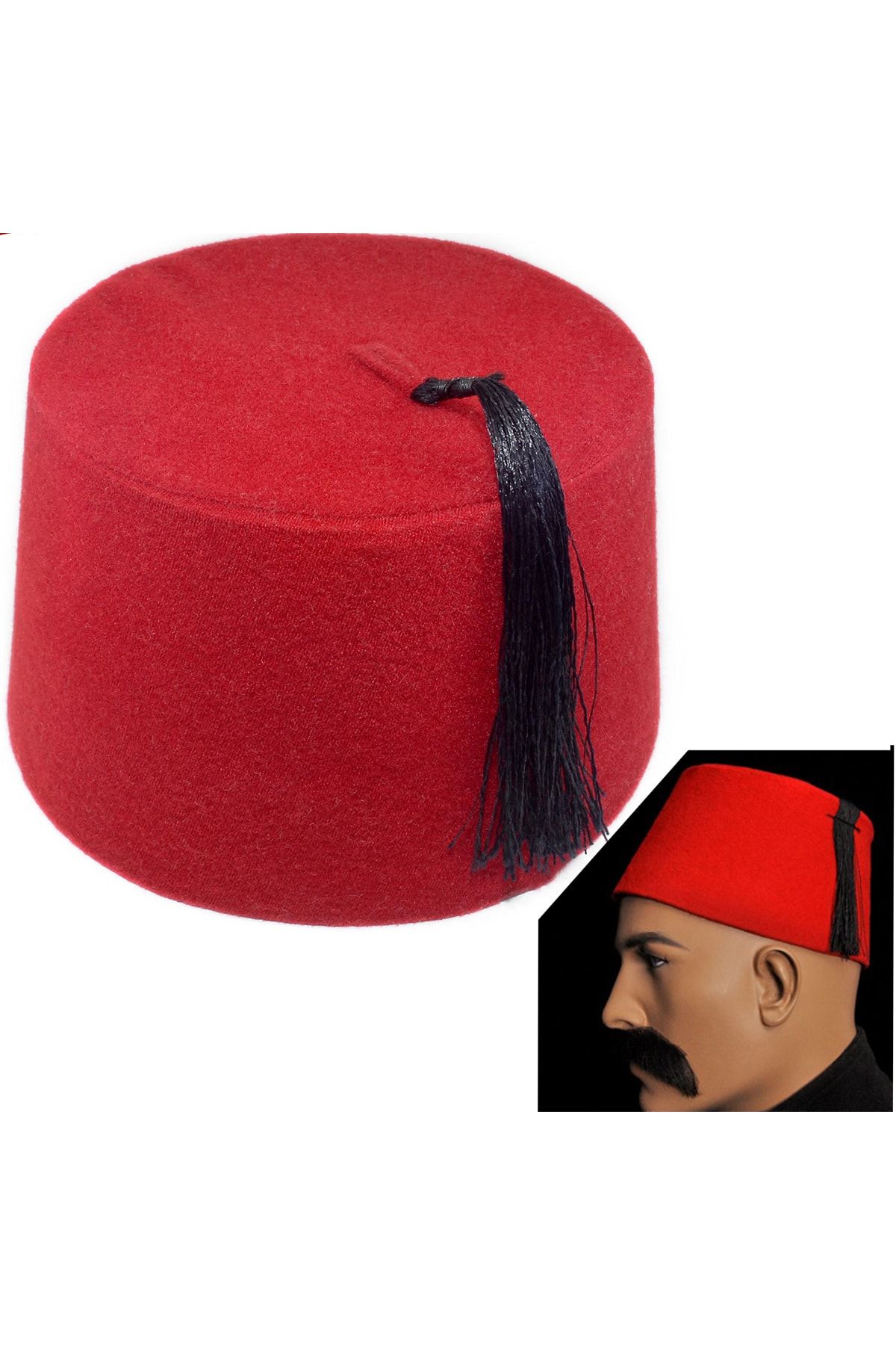 Parti Dolabı 1 Adet Kırmızı Osmanlı Payitaht Fesi Şapkası Erkek Kına Fesleri Dönem Fesi