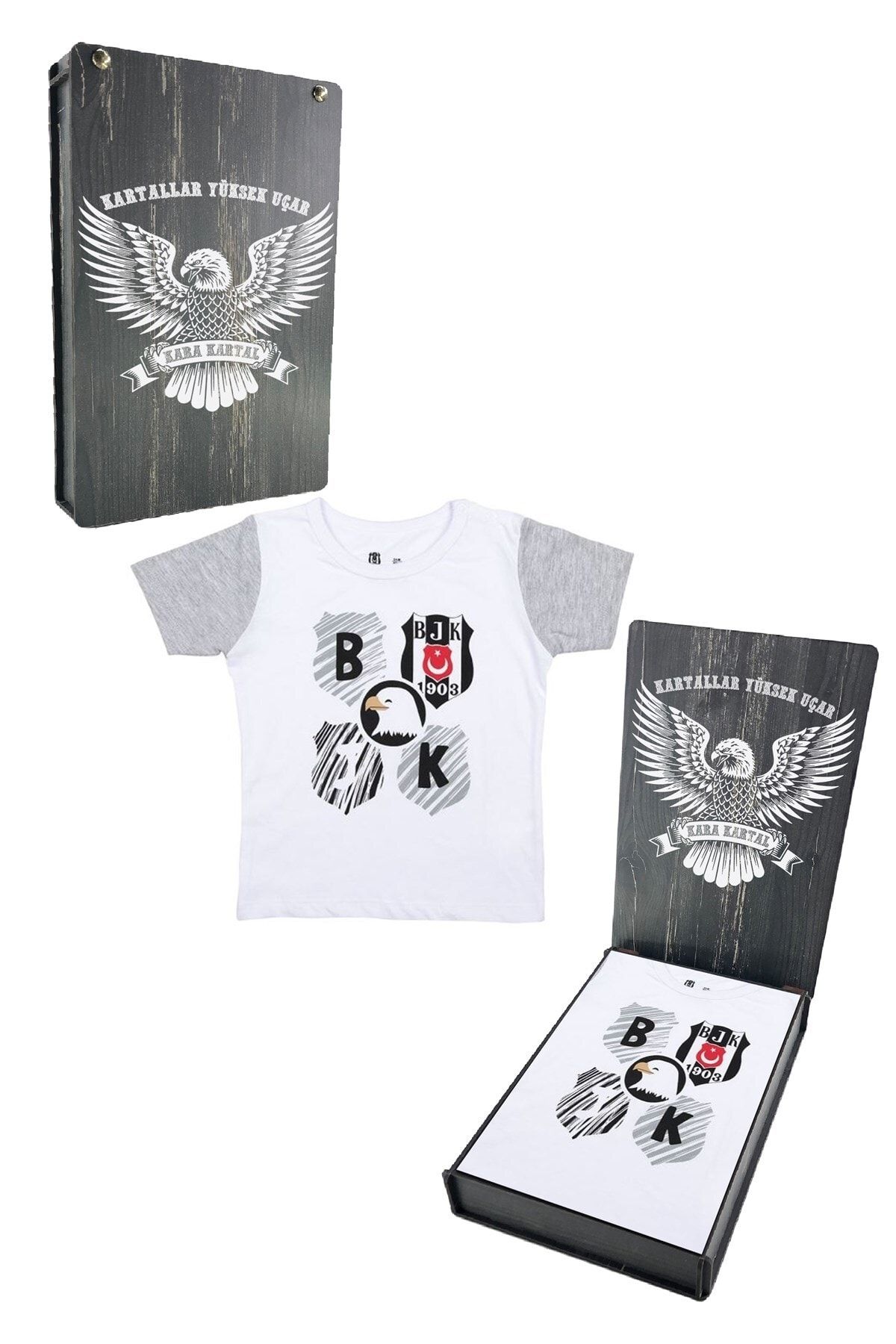 Beşiktaş Orijinal Bebek T-shirt Hediyelik Ahşap Kutulu