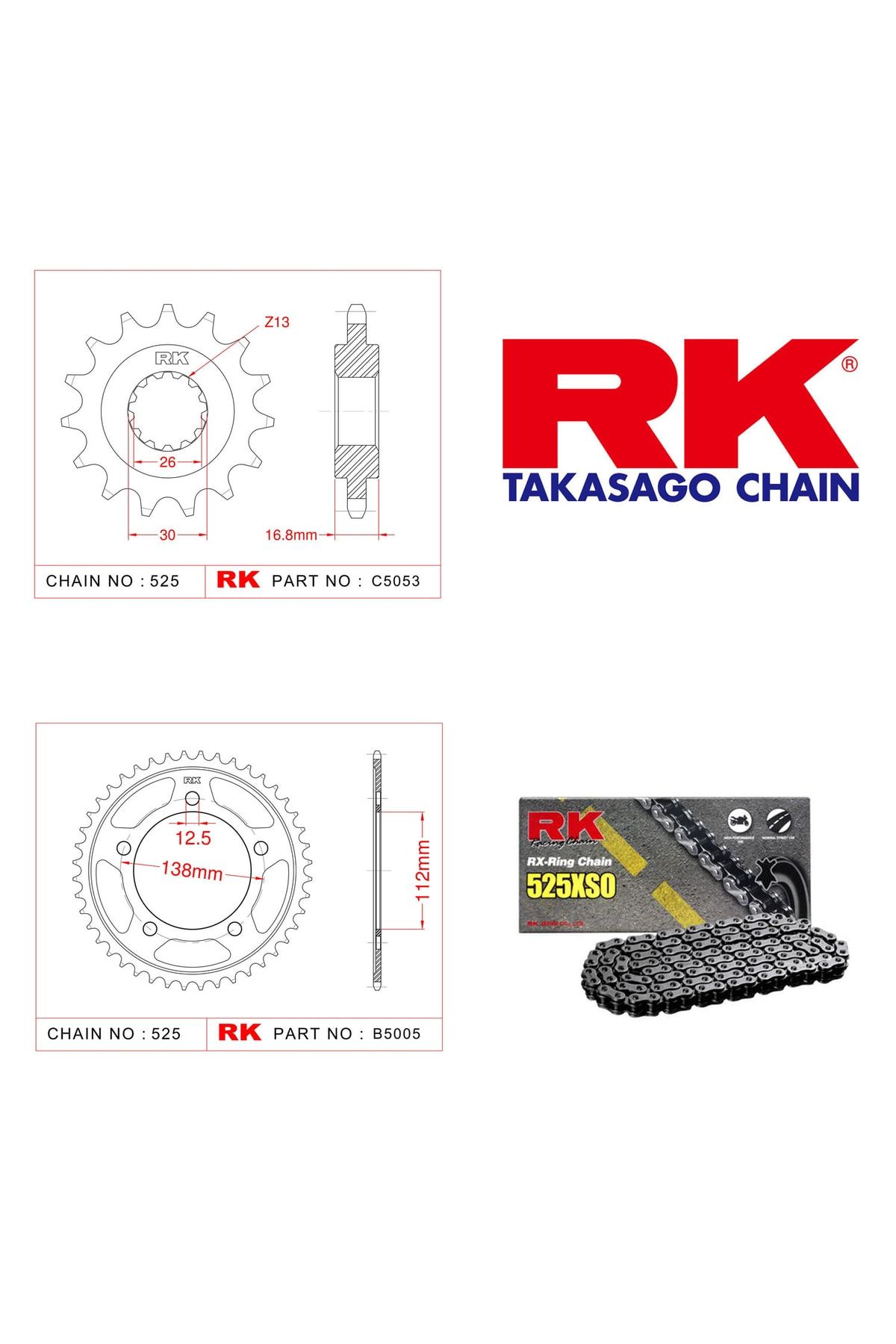 RK Honda Cb 650 F X-ring Zincir Dişli Set 525 Xso-15/42t(2014-2018)