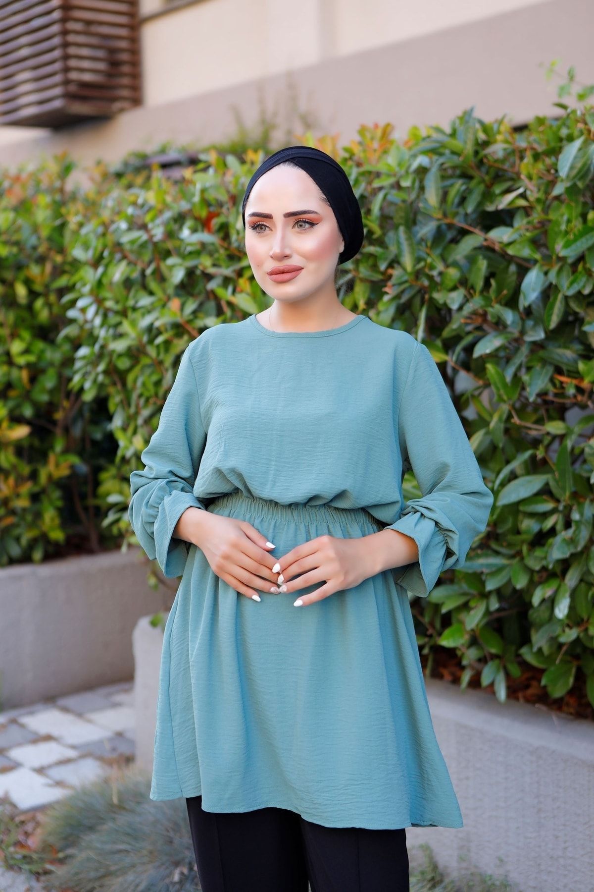 VOLT CLOTHİNG Kadın Bel Ve Kol Büzgülü Ayrobin Tunik