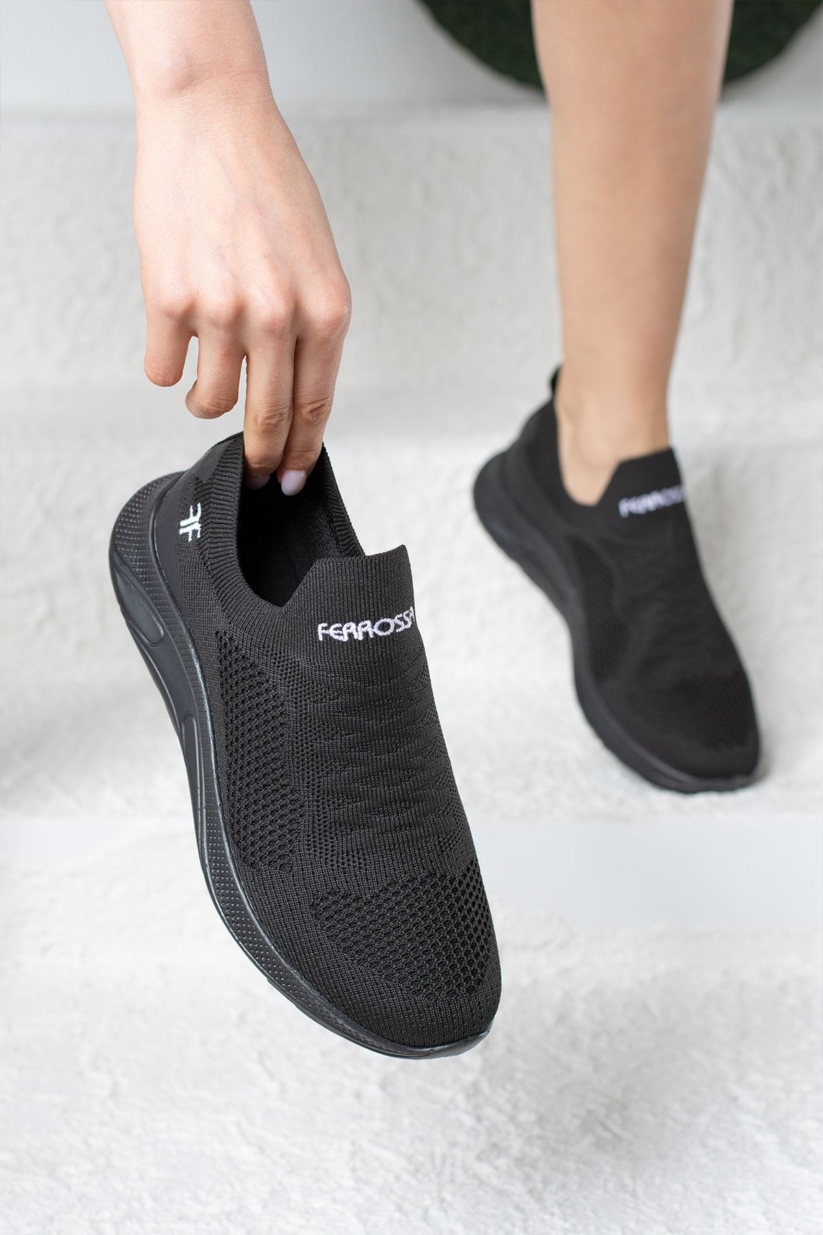 İmerShoes Günlük Unisex Siyah Sneaker Slip-on Nefes Alabilen Hafif Yürüyüş Bağcıksız Esnek Spor Ayakkabı 041f