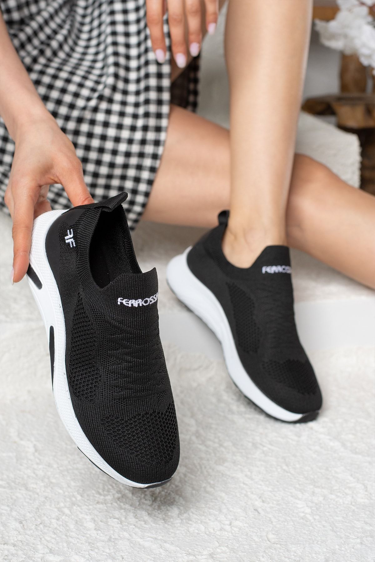 İmerShoes Allyup Günlük Unisex Sneaker Slip on Nefes Alabilen Hafif Yürüyüş Bağcıksız Esnek Spor Ayakkabı 041f