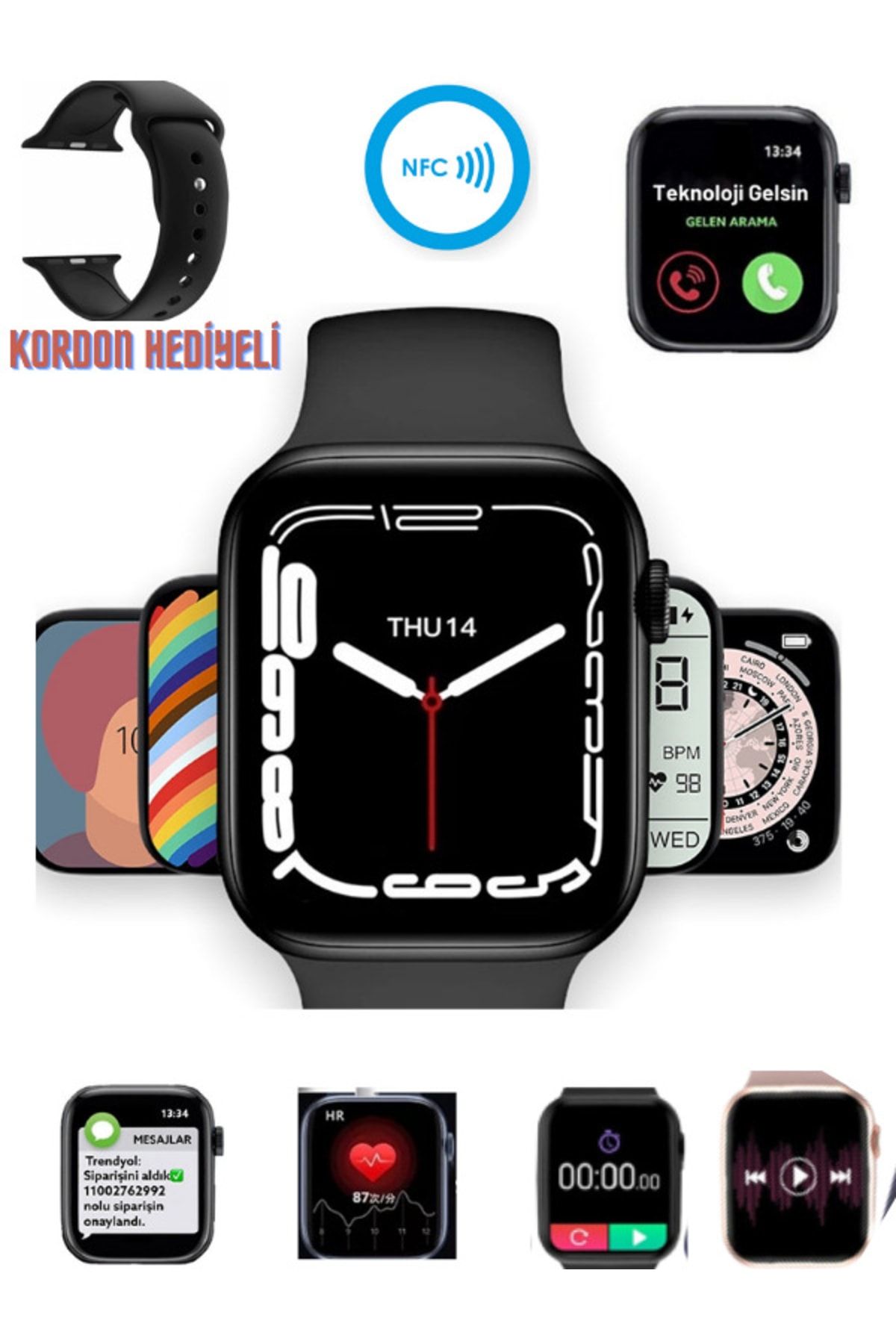 Talon Akıllı Saat Smart Watch Premium Nfc Manyetik Şarj Çift Tuş Aktif Ios Ve Android Uyumlu
