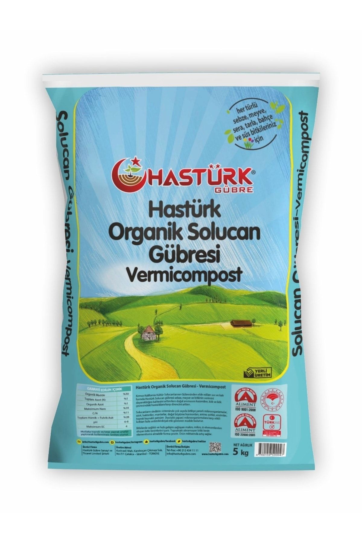 Hastürk Gübre Hastürk %100 Organik Solucan Gübresi 5 Kg.