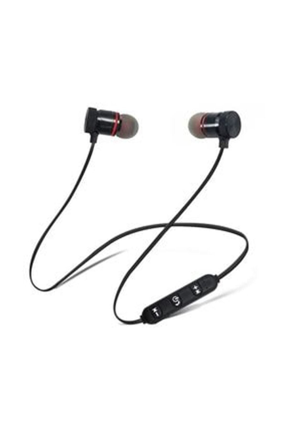 Genel Markalar Pro Sport Kablosuz Mıknatıslı Mikrofonlu Bluetooth Kulaklık Siyah Siyah01