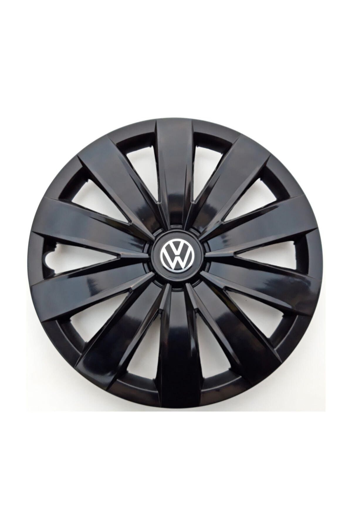 Genel Markalar 16'' Inç Volkswagen Jant Kapağı 4 Adet Çelik Jant Görünümlü Parlak Siyah - Kırılmaz Esnek