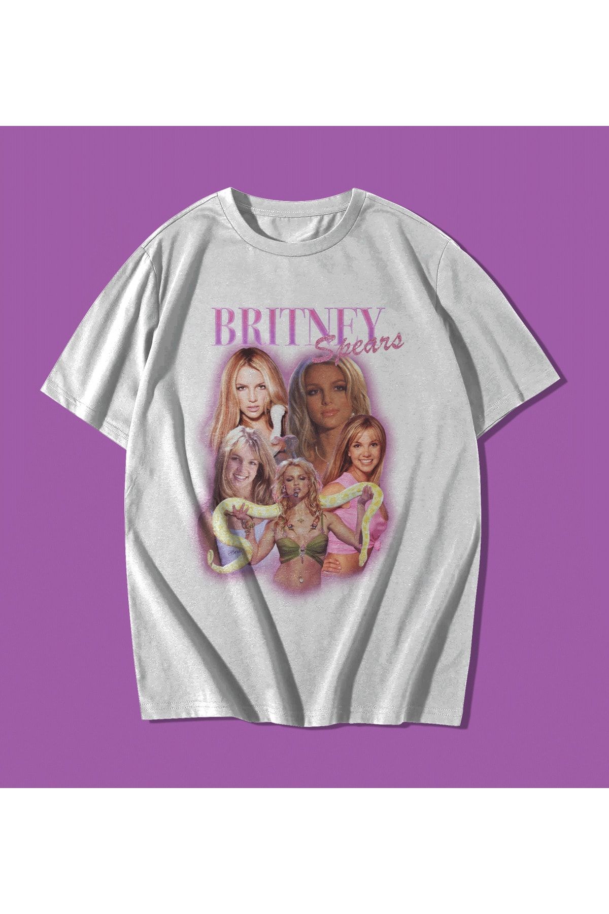 rebelberi Britney Spears Old School Bootleg Stil Beyaz Oversize Unisex T-shirt Tişört Tee