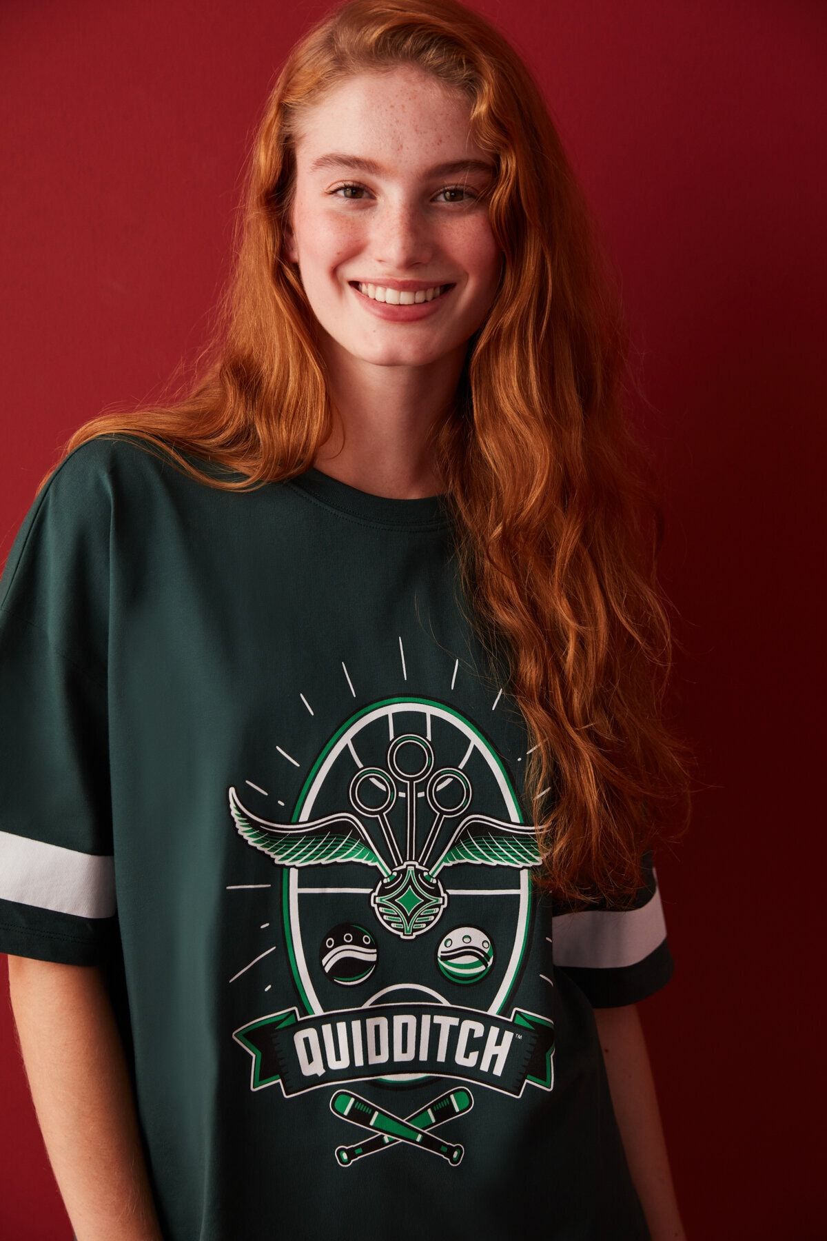 Penti Koyu Yeşil Oversize T-shirt-harry Potter Koleksiyonu