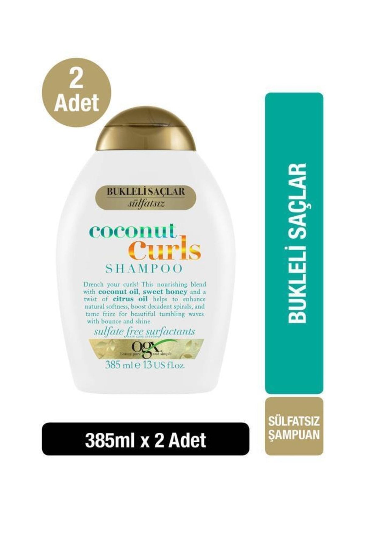 OGX Bukleli Saçlar Için Nemlendirici Coconut Curls Sülfatsız Şampuan 385 ml X 2 Adet