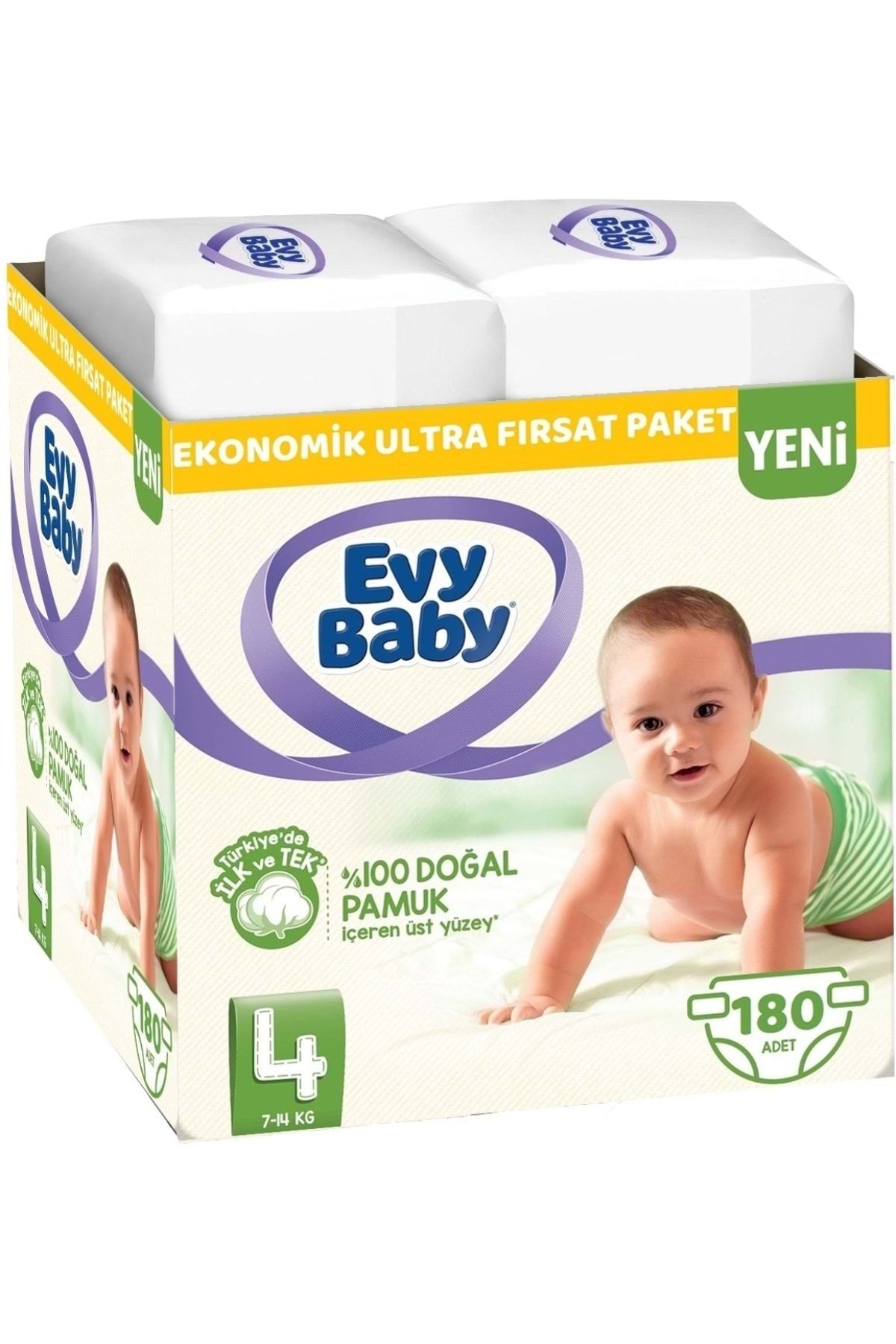 Evy Baby Bebek Bezi Beden:4 (7-14kg) Maxi 180 Adet Ekonomik Ultra Fırsat Pk