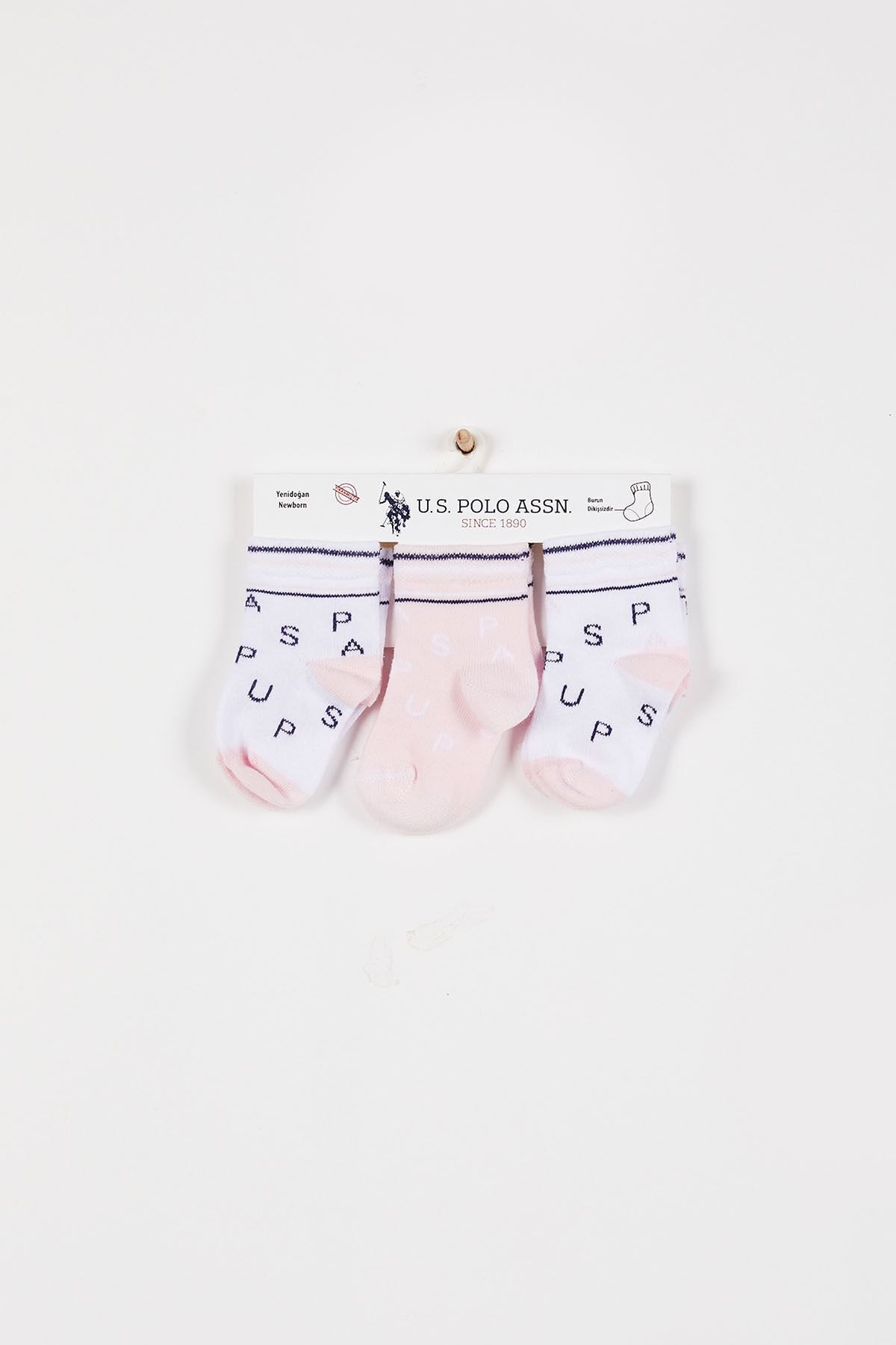 U.S. Polo Assn. Alphabet Beyaz Kız Bebek Çorap