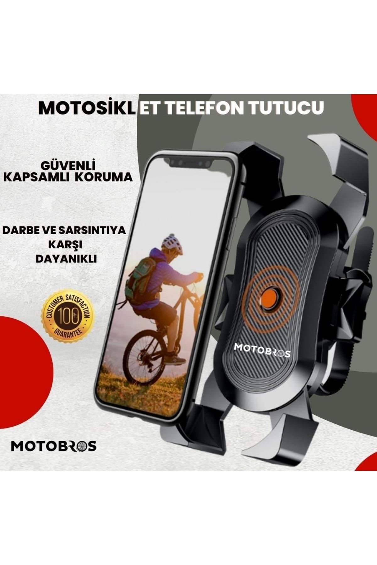 Motobros Motosiklet Bisiklet Telefon Tutucu Darbelere Karşı Korumalı