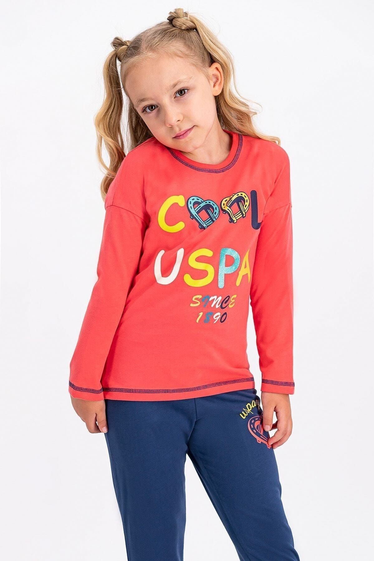 U.S. Polo Assn. Çiçeği Lisanslı Kız Çocuk Pijama Takımı