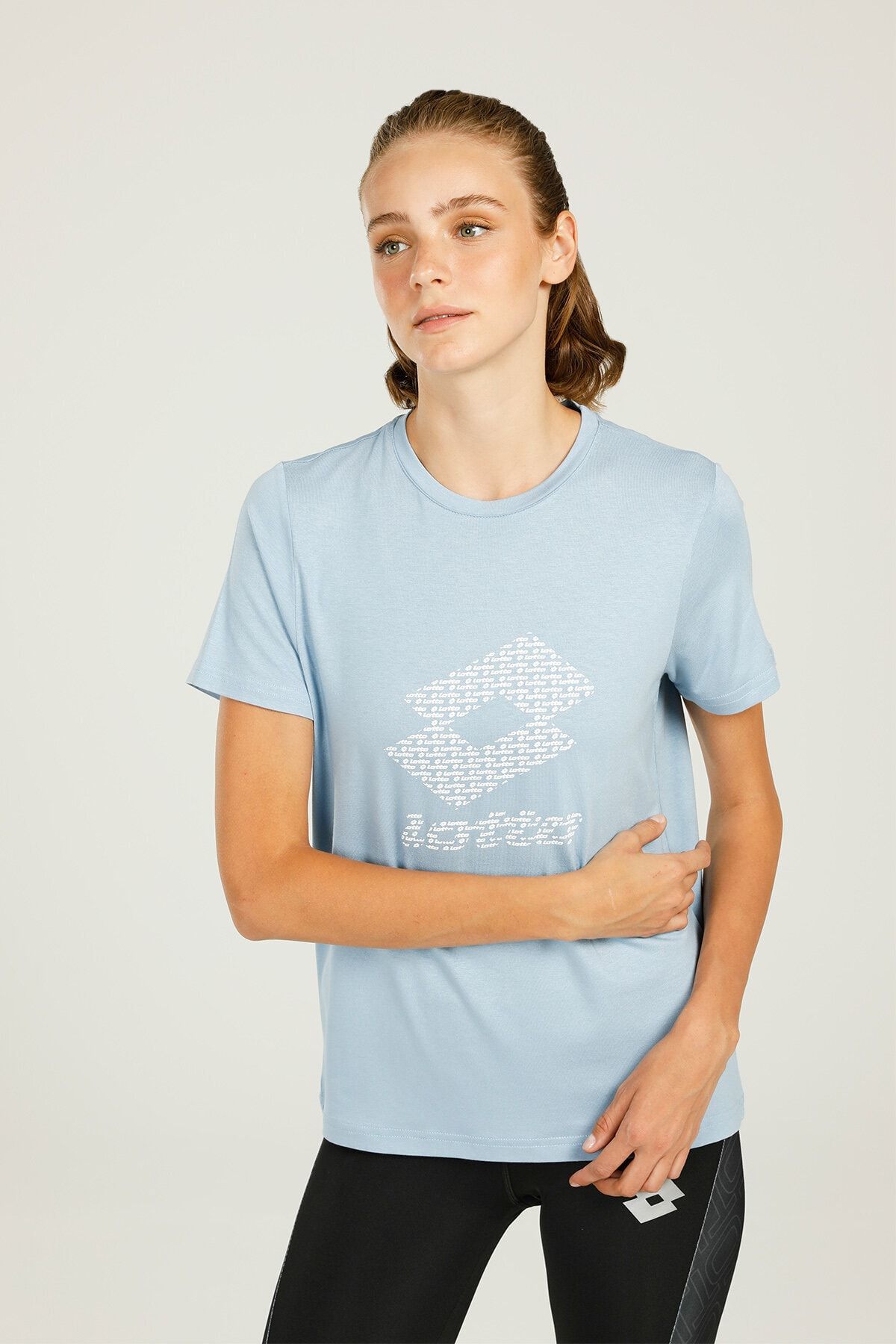 Lotto Ct1307 Hazel Logo T-shırt Mavi Kadın Kısa Kol T-shirt