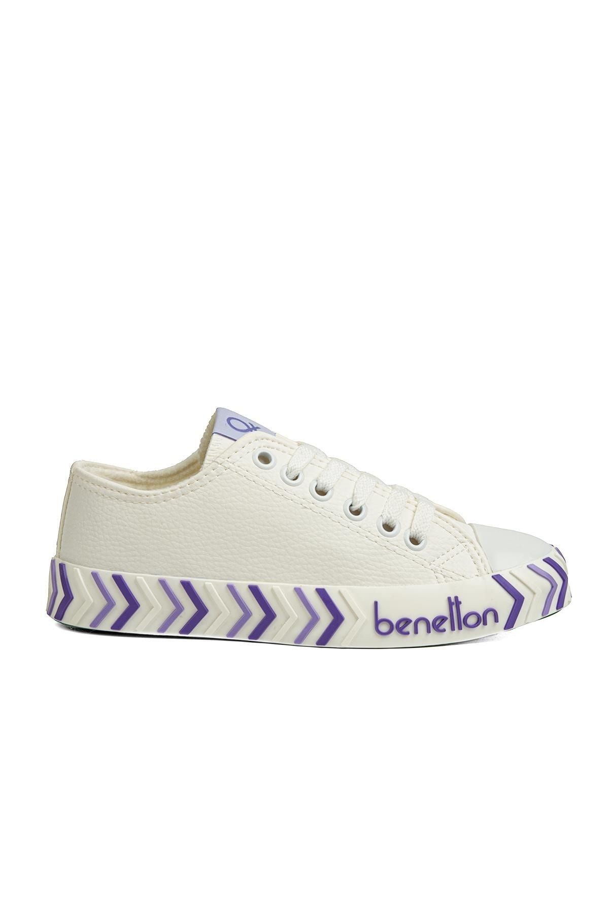 Benetton ® | Bn-30723 - 3374 Beyaz Lila - Kadın Spor Ayakkabı