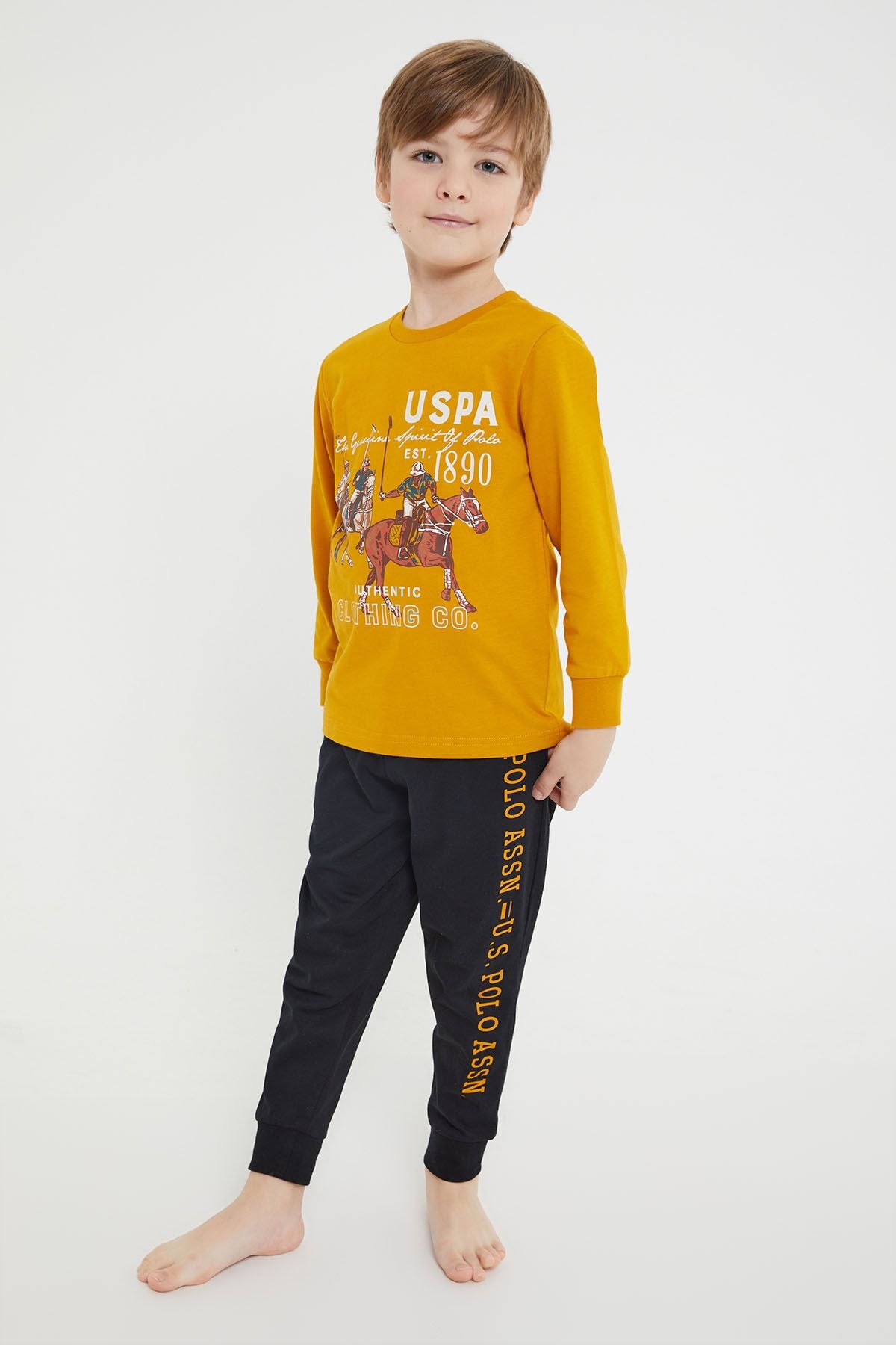 U.S. Polo Assn. U.s.polo Assn Lisanslı Authentic Hardal Erkek Çocuk Uzun Kol Pijama Takım