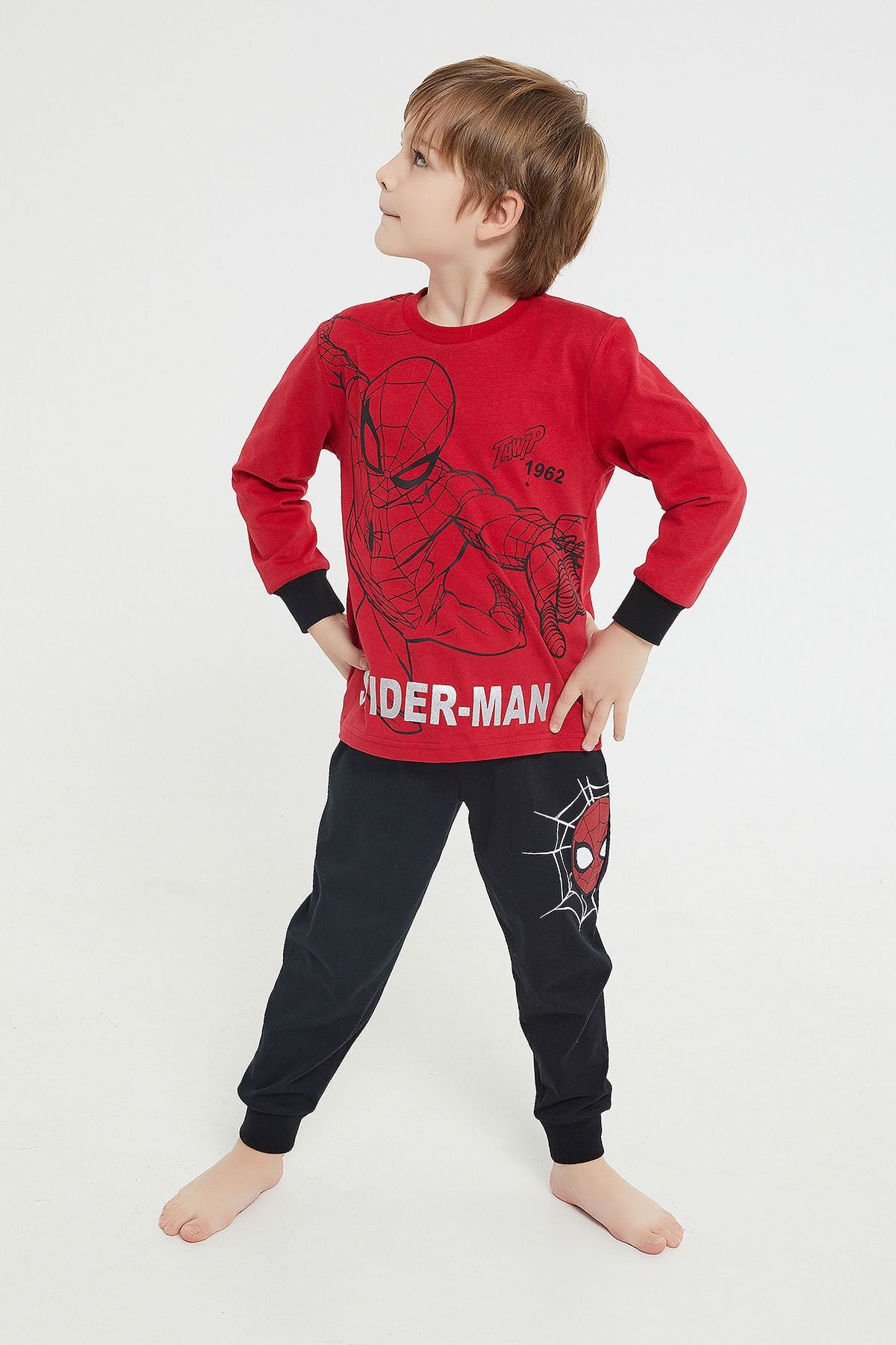 Spiderman Spider Man Lisanslı Thwip Kırmızı Erkek Çocuk Uzun Kol Pijama Takım