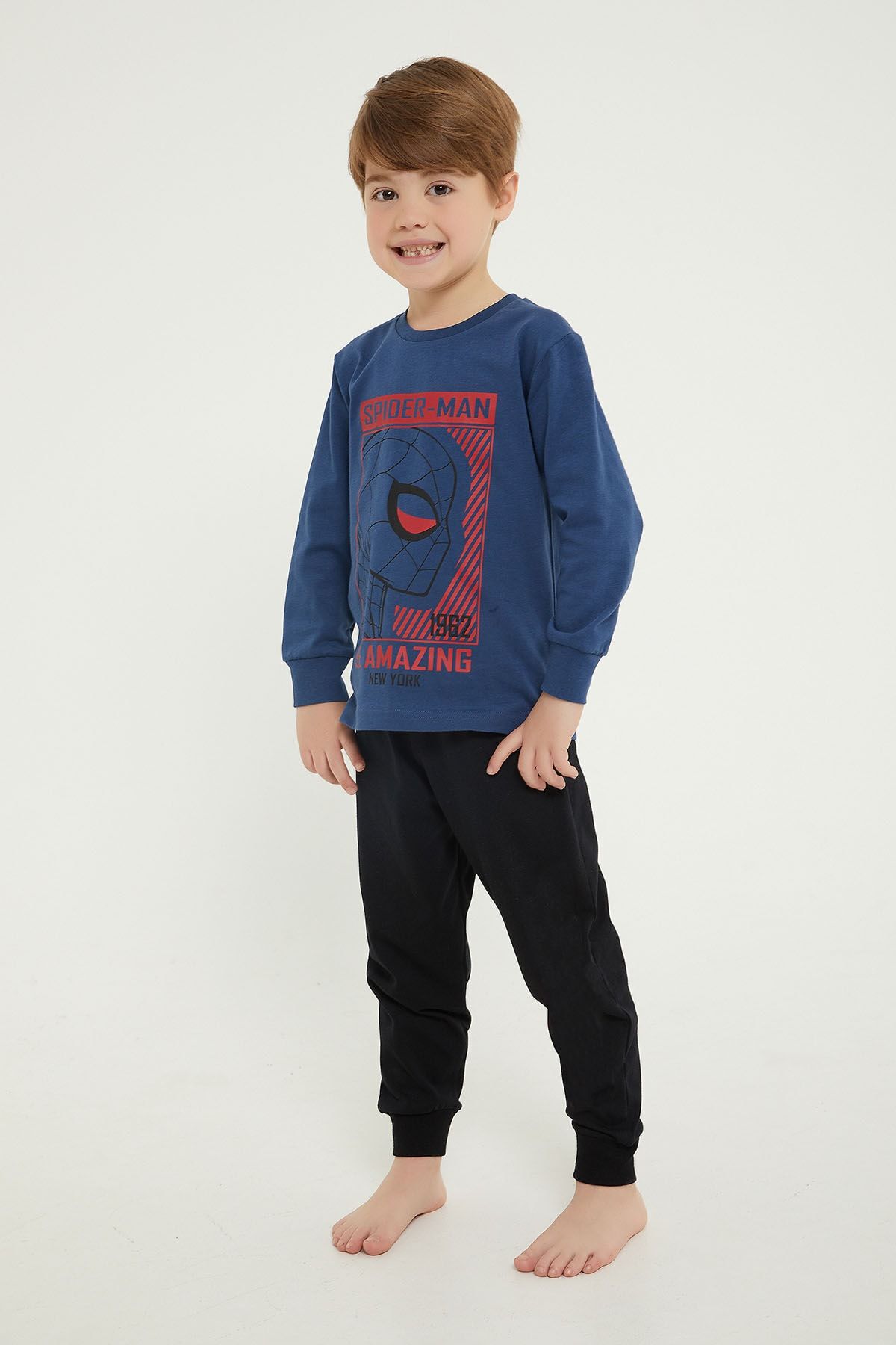 Spiderman Spider Man Lisanslı Be Amazing Cobalt Mavi Erkek Çocuk Uzun Kol Pijama Takımı