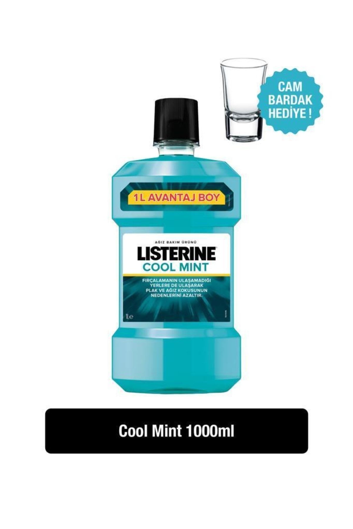 Listerine Coolmint Ağız Bakım Suyu 1000 Ml + Bardak Hediyeli