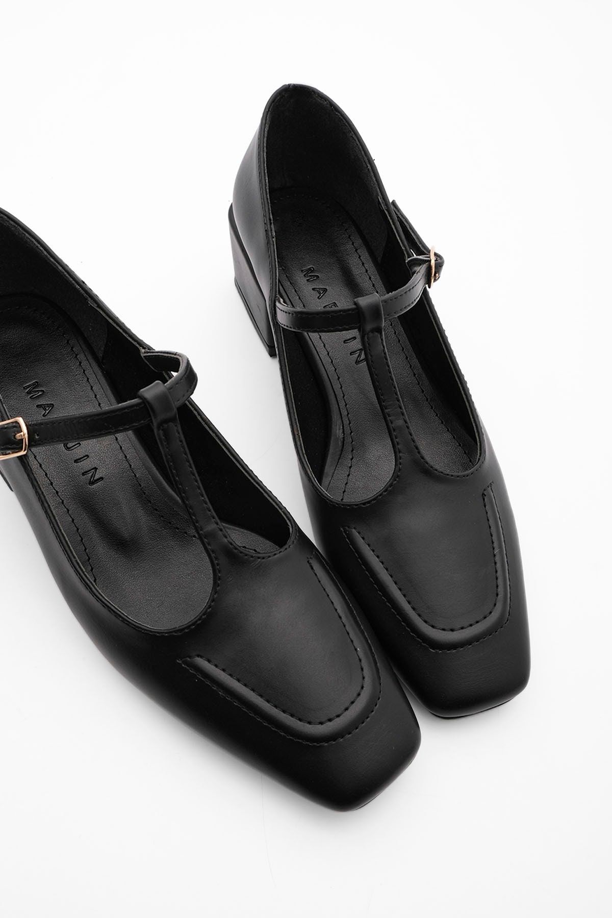 Marjin Kadın Günlük Klasik Topuklu Ayakkabı Panri siyah