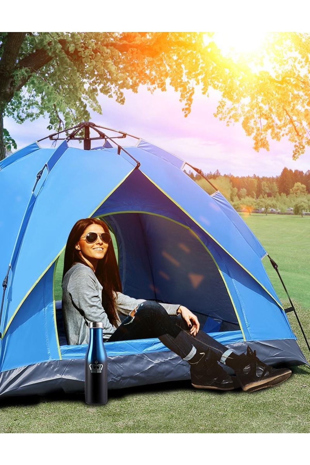 EN SİGA Otomatik 4 Kişilik Çadır Kamp Outdoor Plaj Piknik Çadırı
