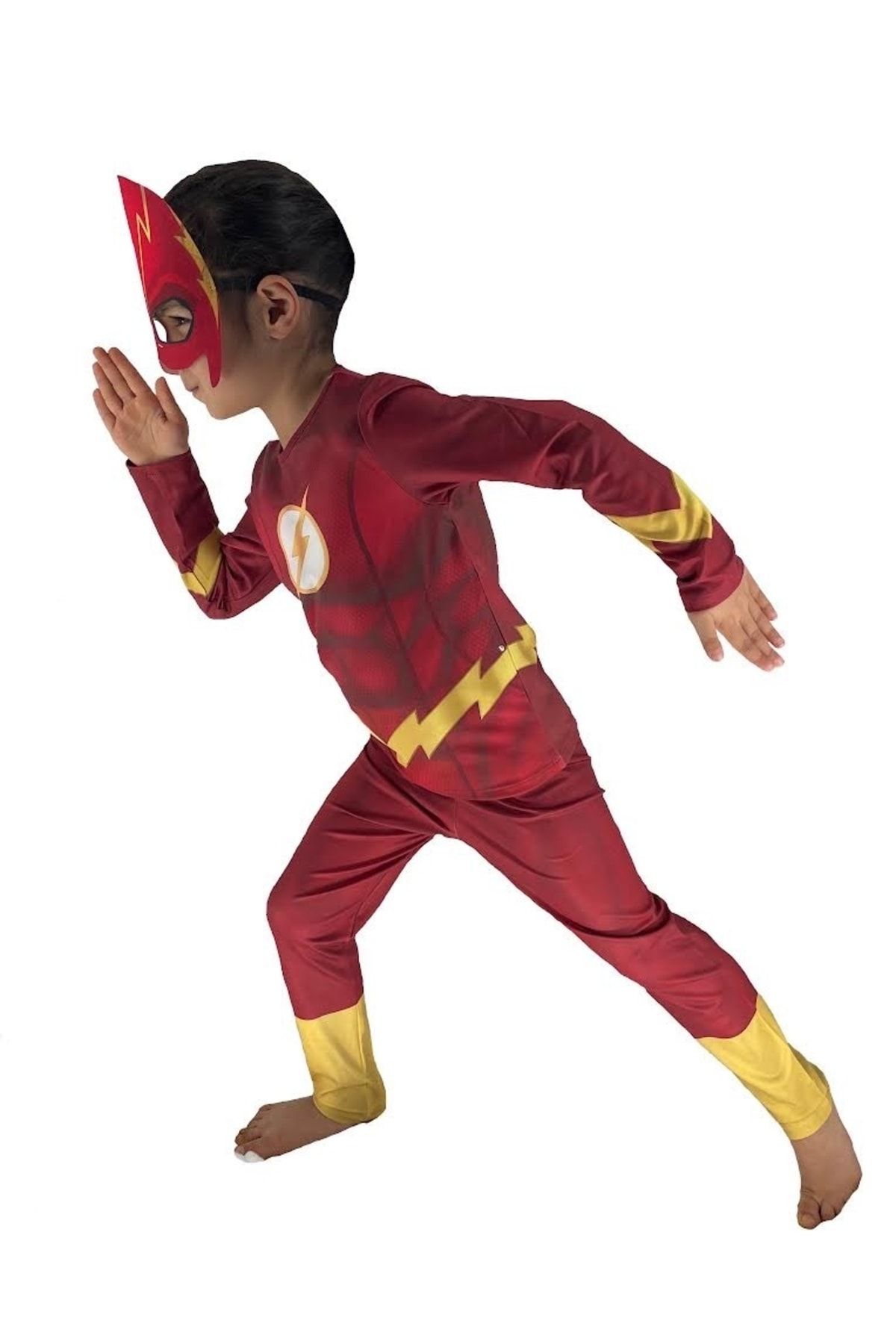 Moni Erkek Çocuk Maskeli 3d Kas Görünümlü Dijital Baskılı Flaş / Flash Kostümü