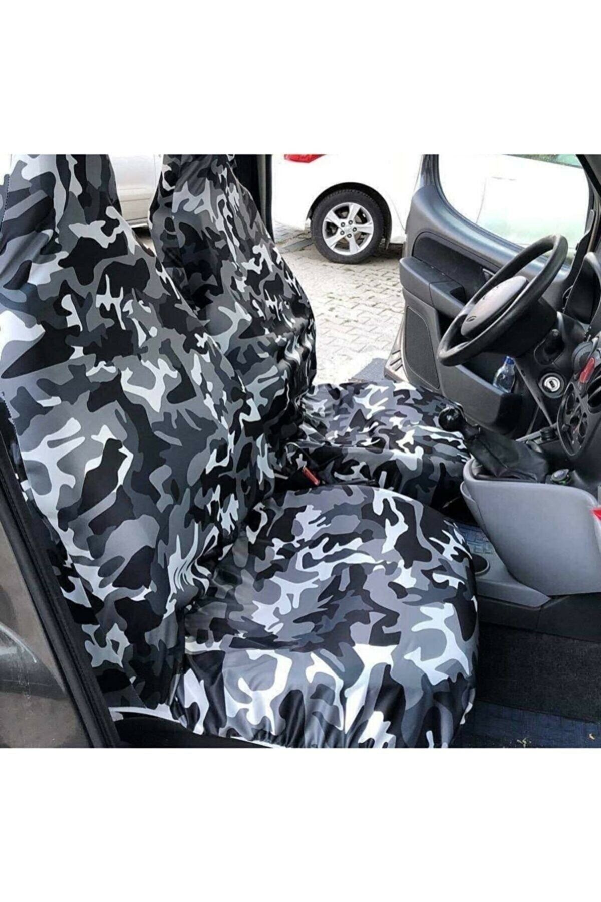 Fiat Tofaş Kartal Likralı Penye 4 Parça Siyah Gri Kamuflaj Servis Kılıfı Seti uyumlu