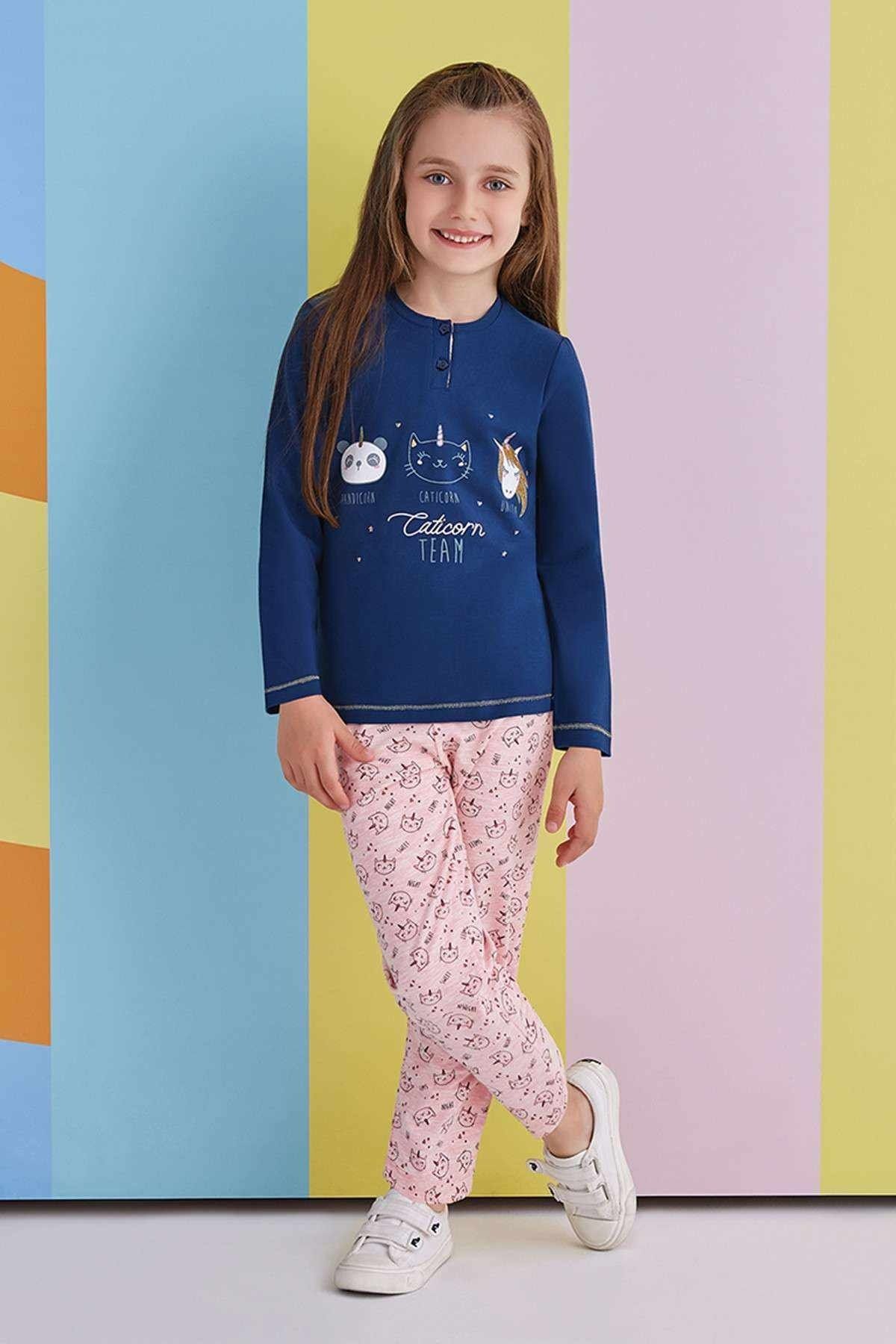 Rolypoly Caticorn Team Kız Çocuk Pijama Takımı Lacivert