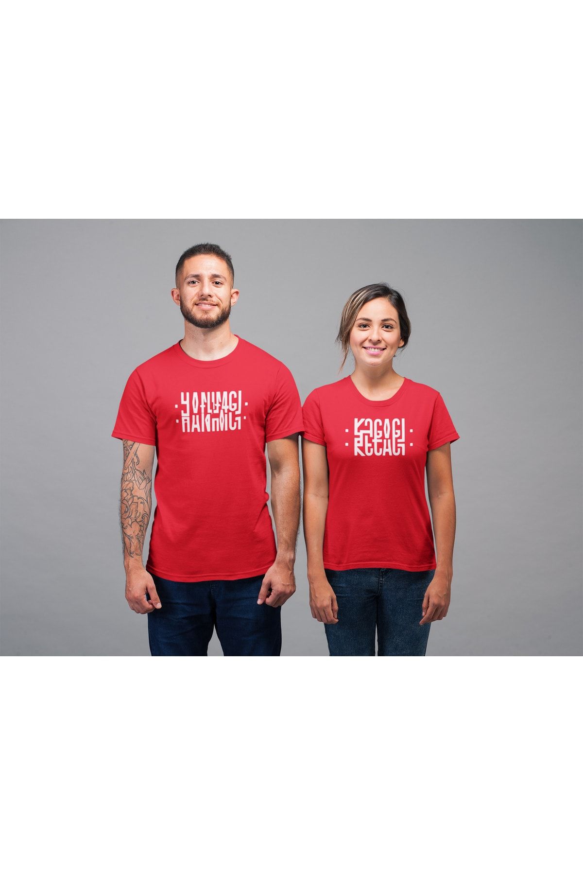 ELFAMİ Hanımcı Ve Kocacı Yazılı Katlamalı T-shirt Kombin