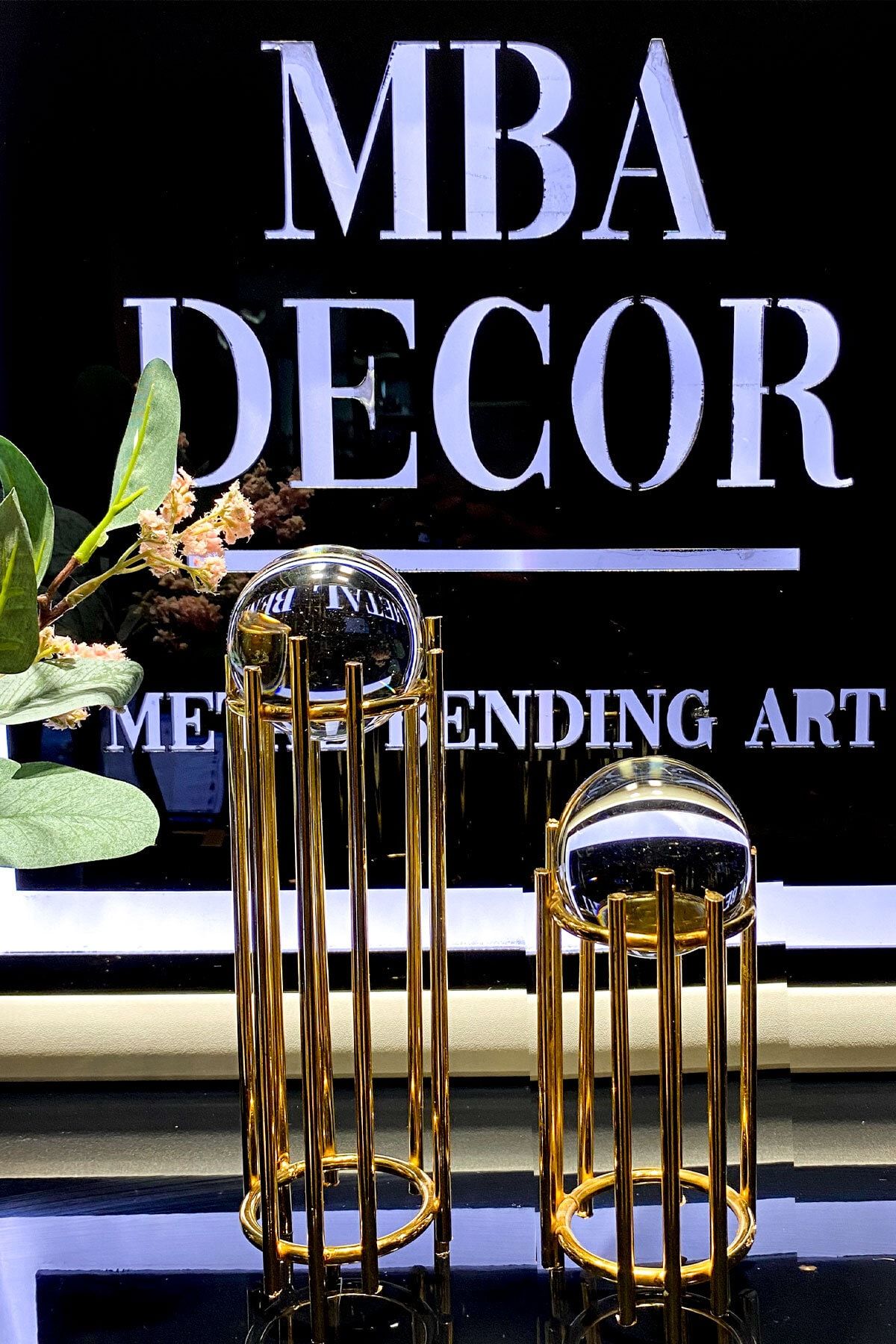 mba decor metal bending art Ikili Gold Dekoratif Obje Hediyelik Dekorasyon Ofis Konsol Zigon Paslanmaz Metal 6 Cm Düz Kristal