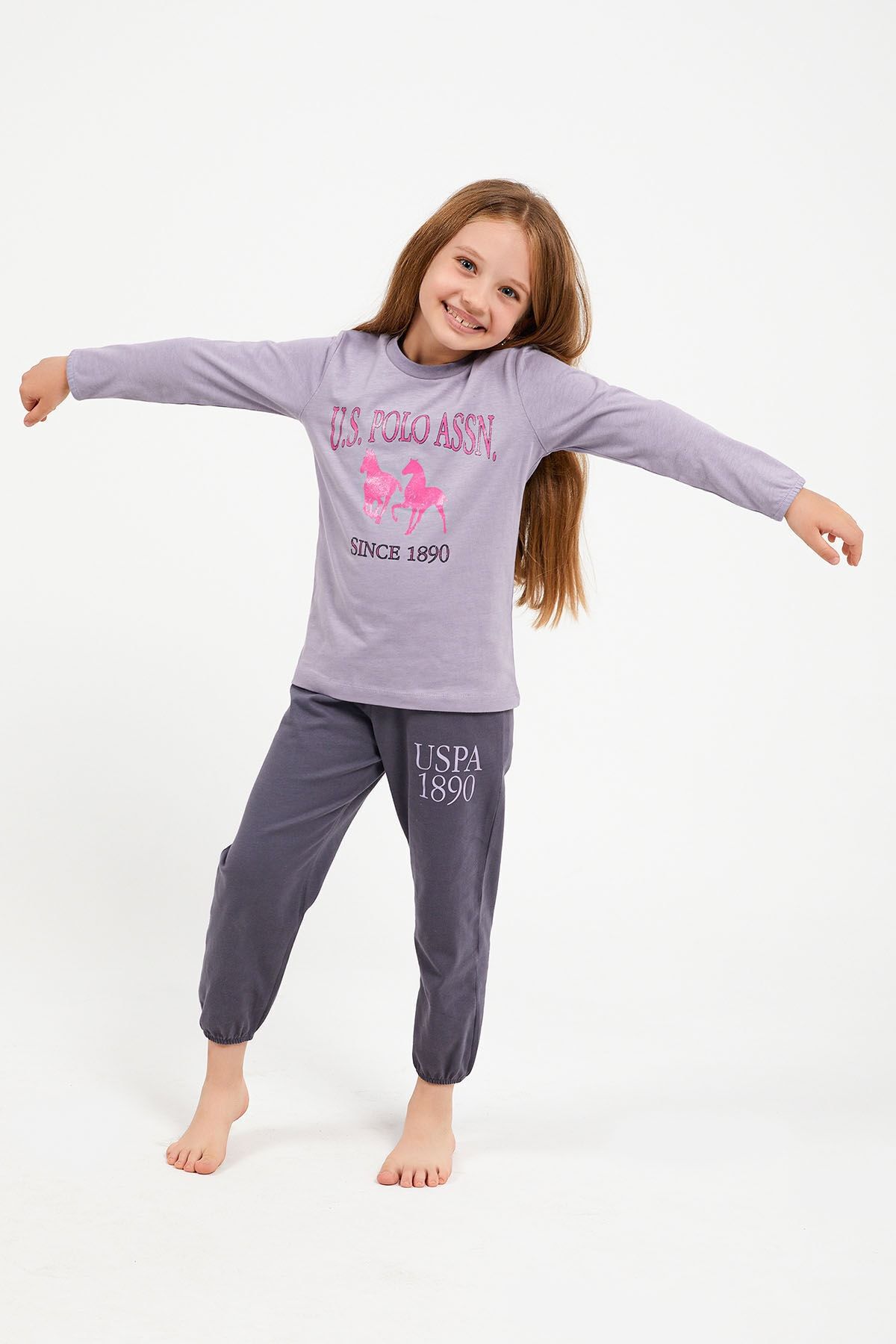 U.S. Polo Assn. U.s. Polo Assn Lisanslı Yaban Mersini Kız Çocuk Uzun Kol Pijama Takım