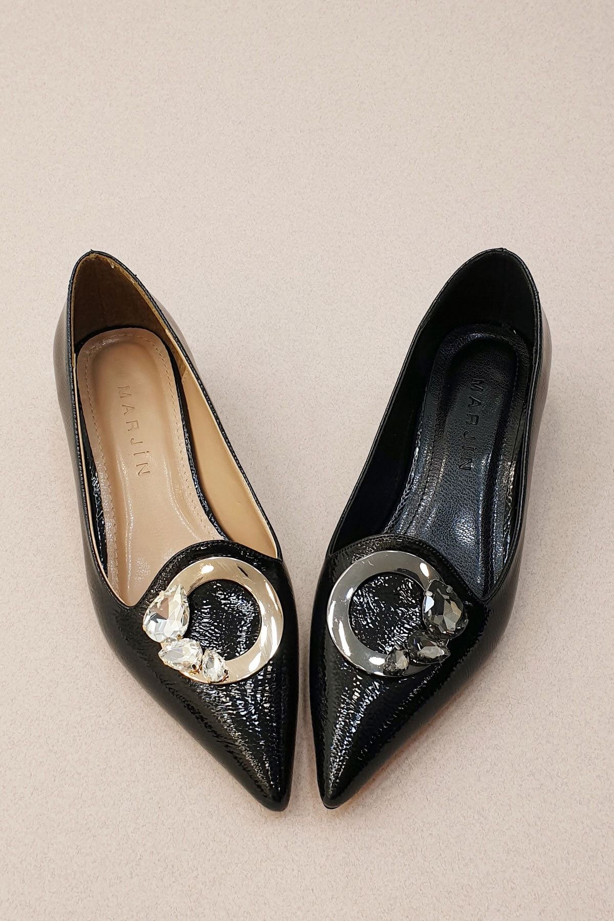 Marjin Vigala Kadın Klasik Topuklu Ayakkabı siyah Rugan