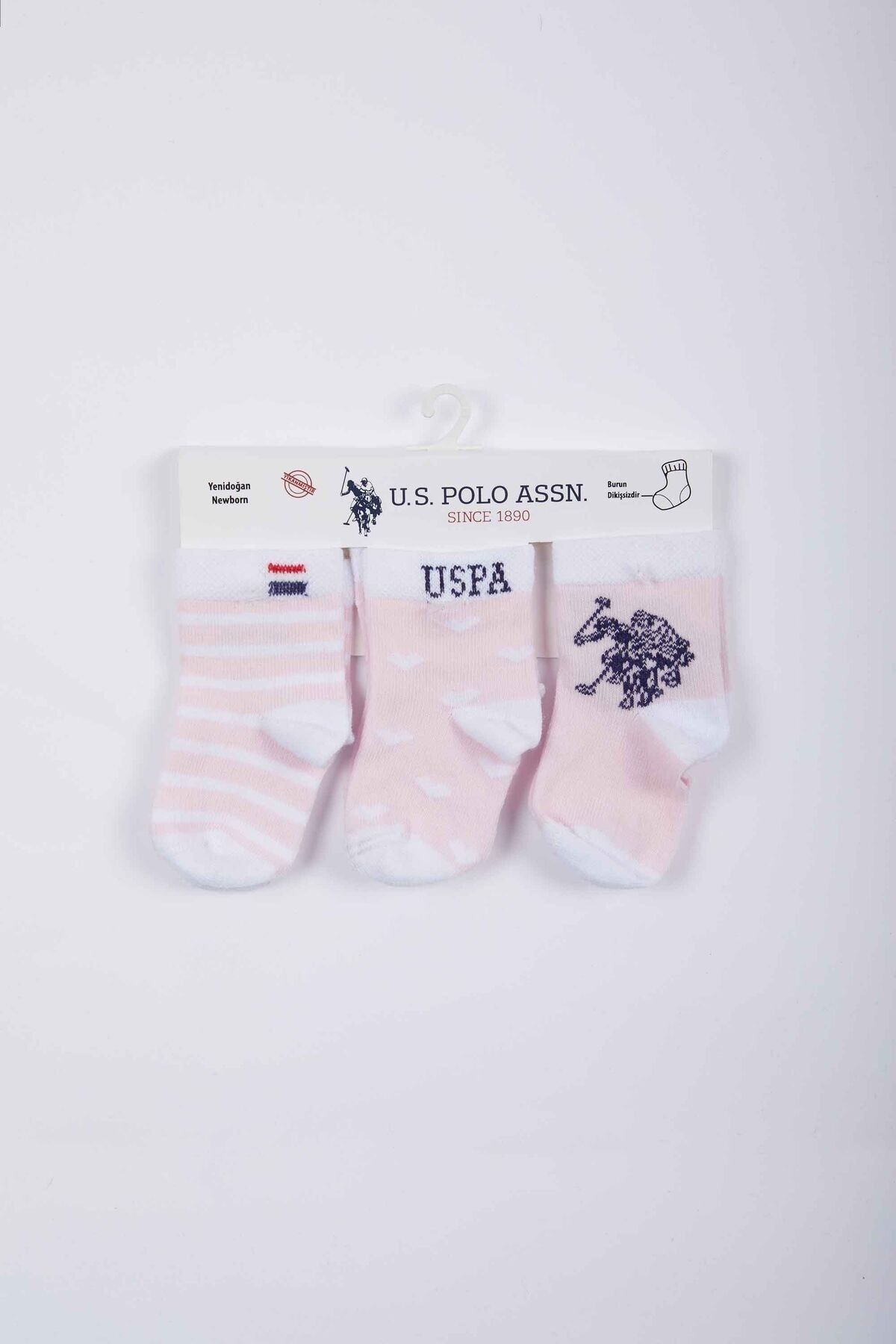 U.S. Polo Assn. U.s. Polo Assn Lisanslı Striped Açık Pembe Kız Bebek Çorap