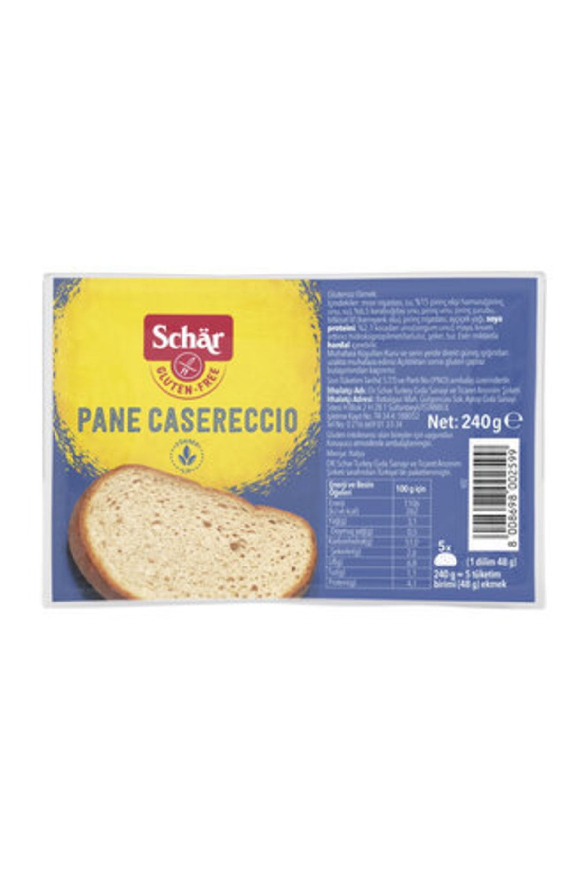Schar Glutensiz Ev Ekmeği Pane Casereccıo 240 G ( 5 Adet )