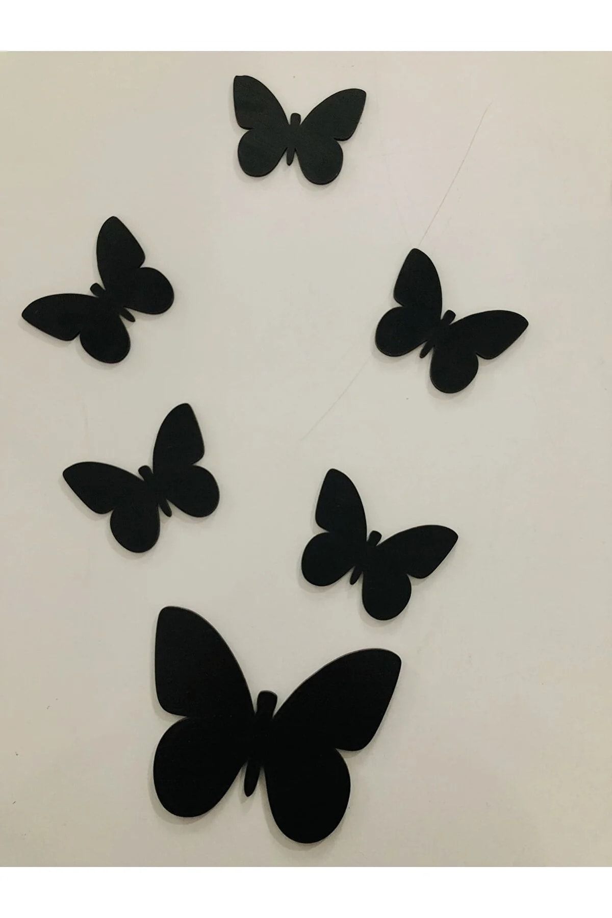 MİNAY HOME Dekoratif Ahşap 6lı Kelebek Duvar Süsü Siyah