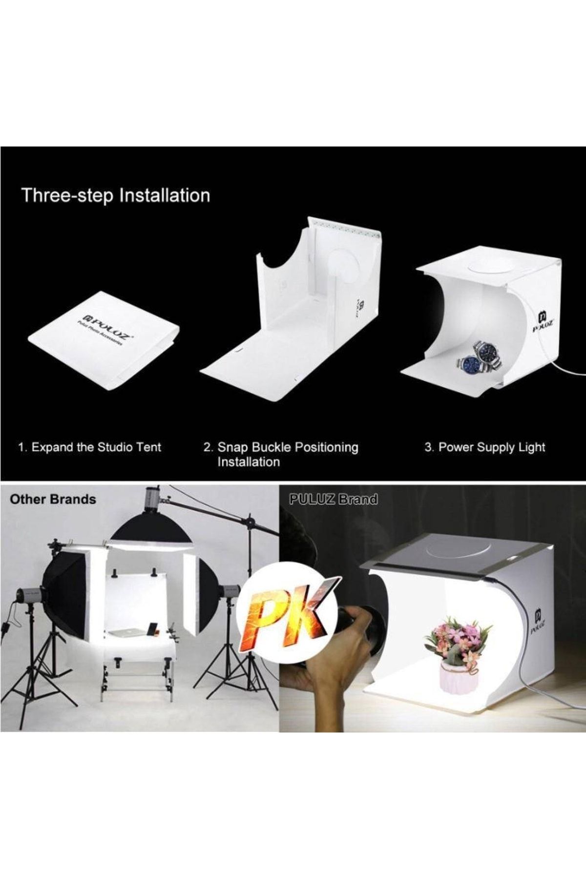 Genel Markalar Adipa Ea Mini Katlanır Lightbox Fotoğraf Stüdyosu Ürün Çekim Çadırı 30 Cm