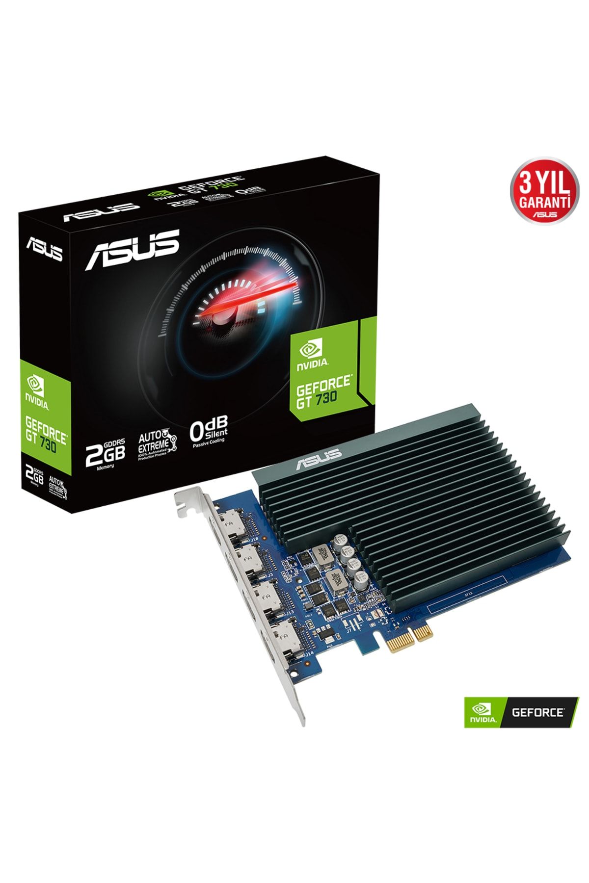 ASUS GT730 2GB 4H-SL-2GD5 GDDR5 64bit 4X HDMI PCIe 16X v2.0 Fansız