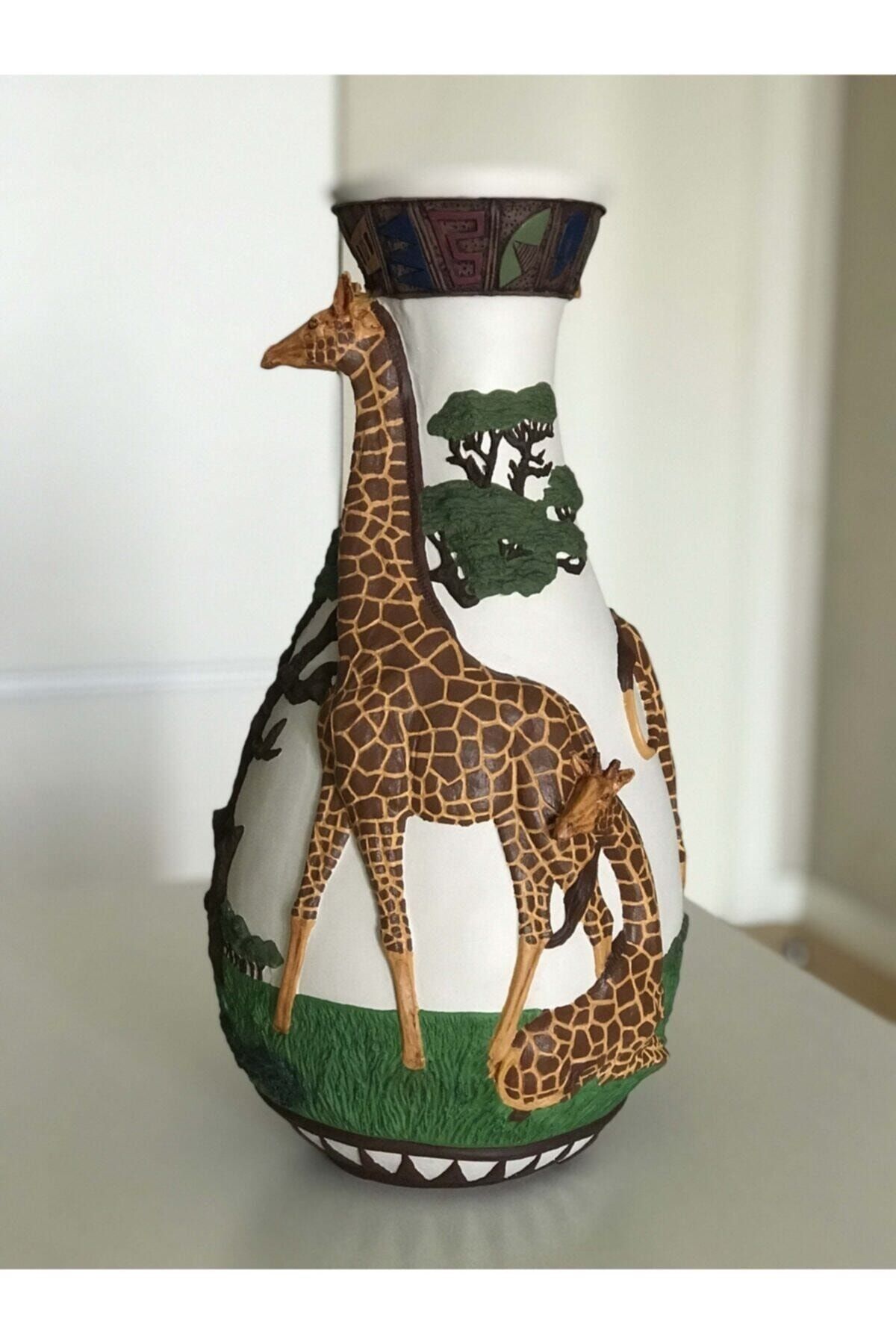 Dekoromi Dekoratif Zürafa Figürlü Vazo Heykel Biblo