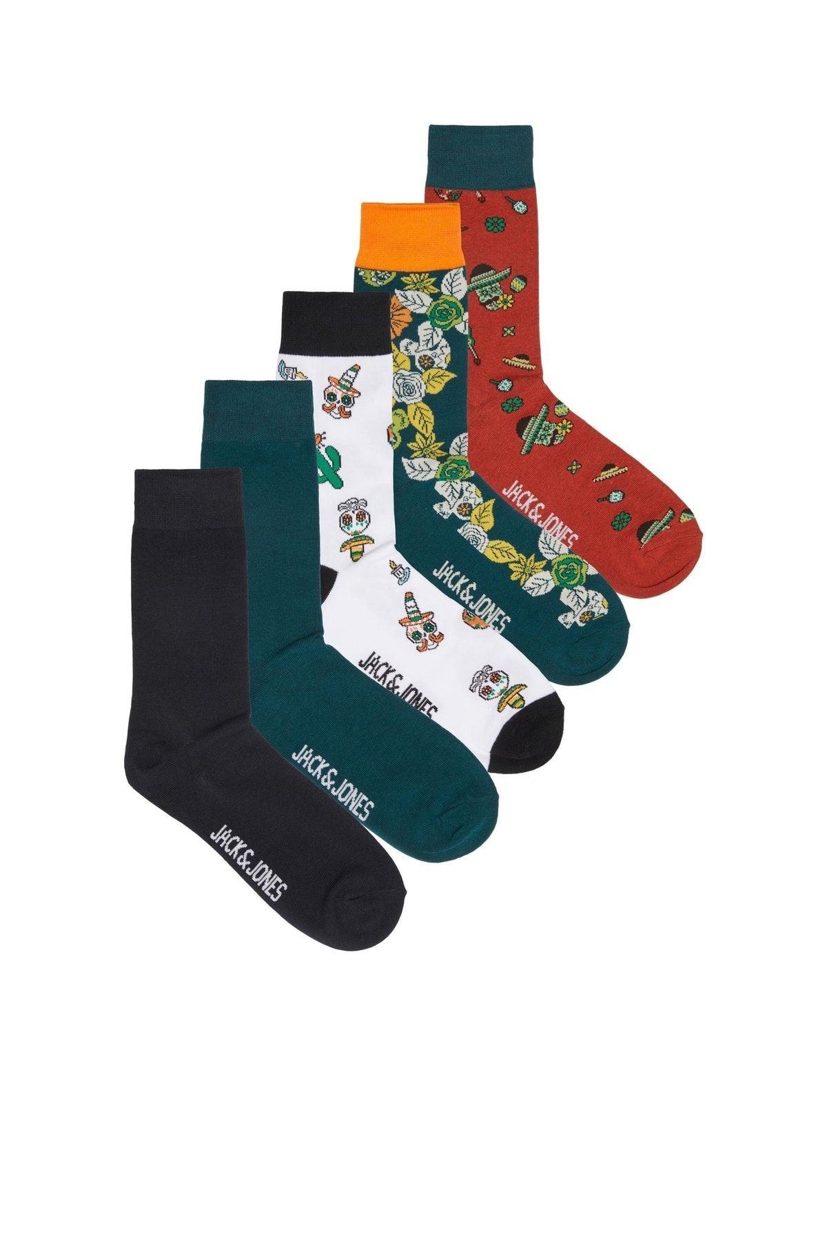 Jack & Jones Jack Jones Mexican Skull Socks 5 Pack Erkek Kırmızı Çorap 12217625-17