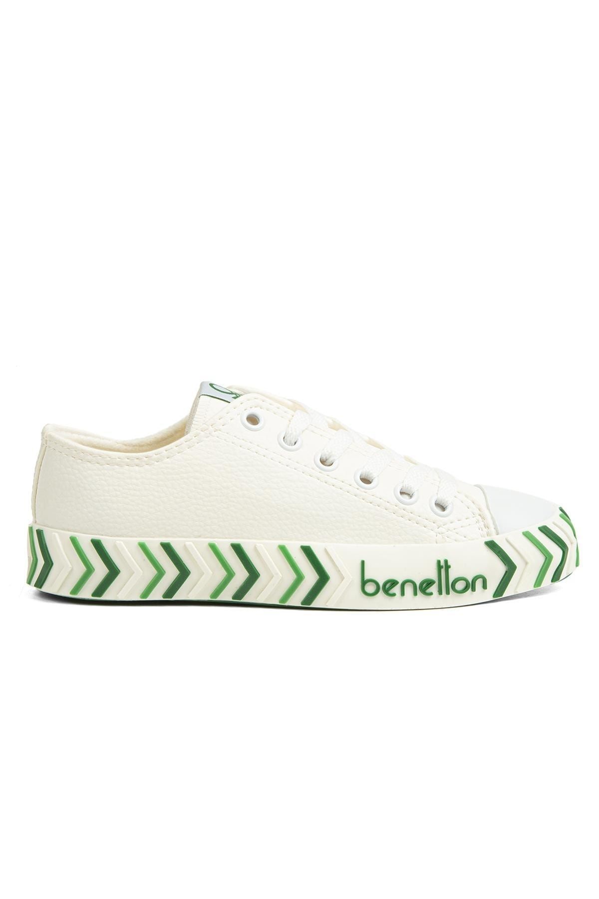 Benetton ® | Bn-30723 - 3374 Beyaz Yesil - Kadın Spor Ayakkabı