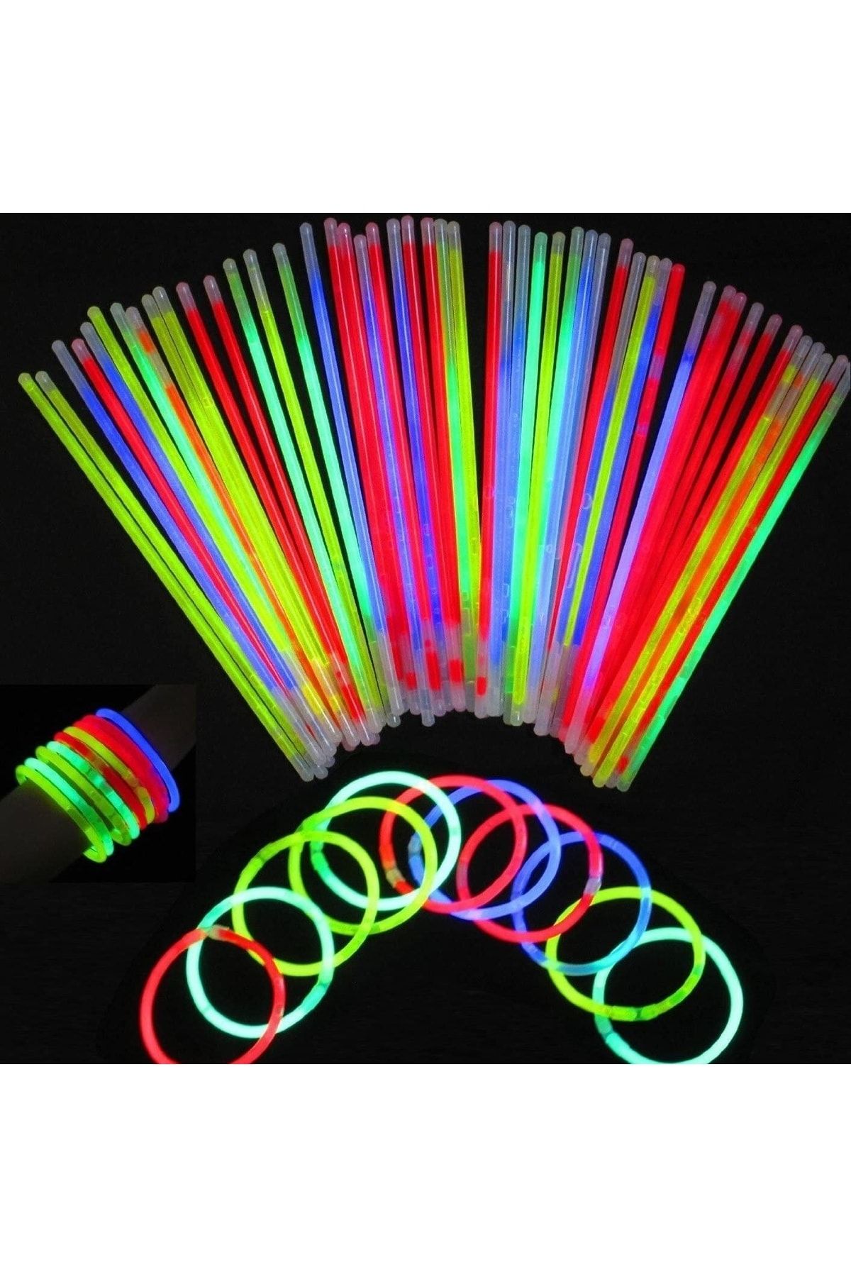 pazariz Glow Stick Fosforlu Neon Çubuk Bileklik Parti Konser Bilekliği 10 Adet
