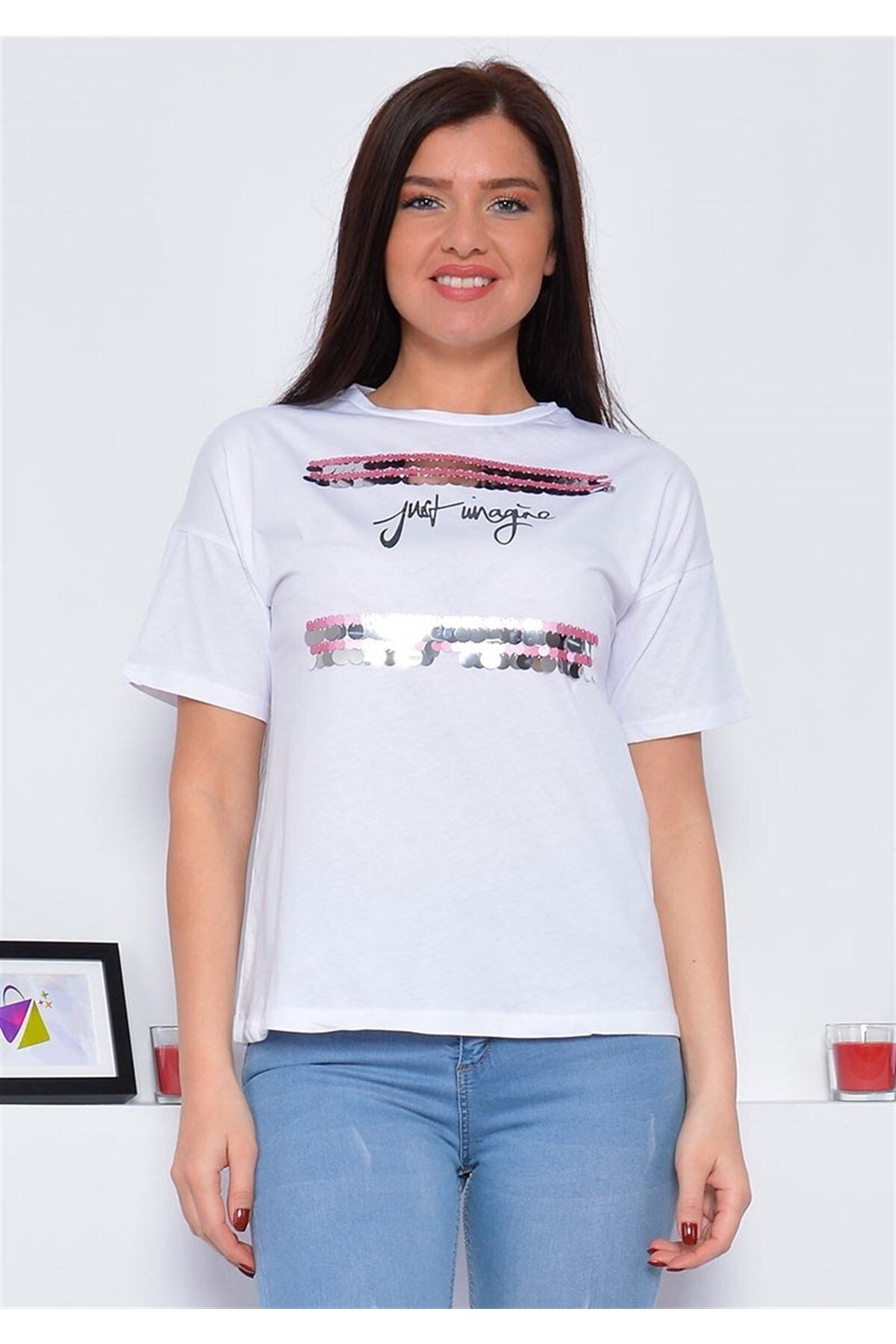 Mossta Payetli Kadın T-shirt