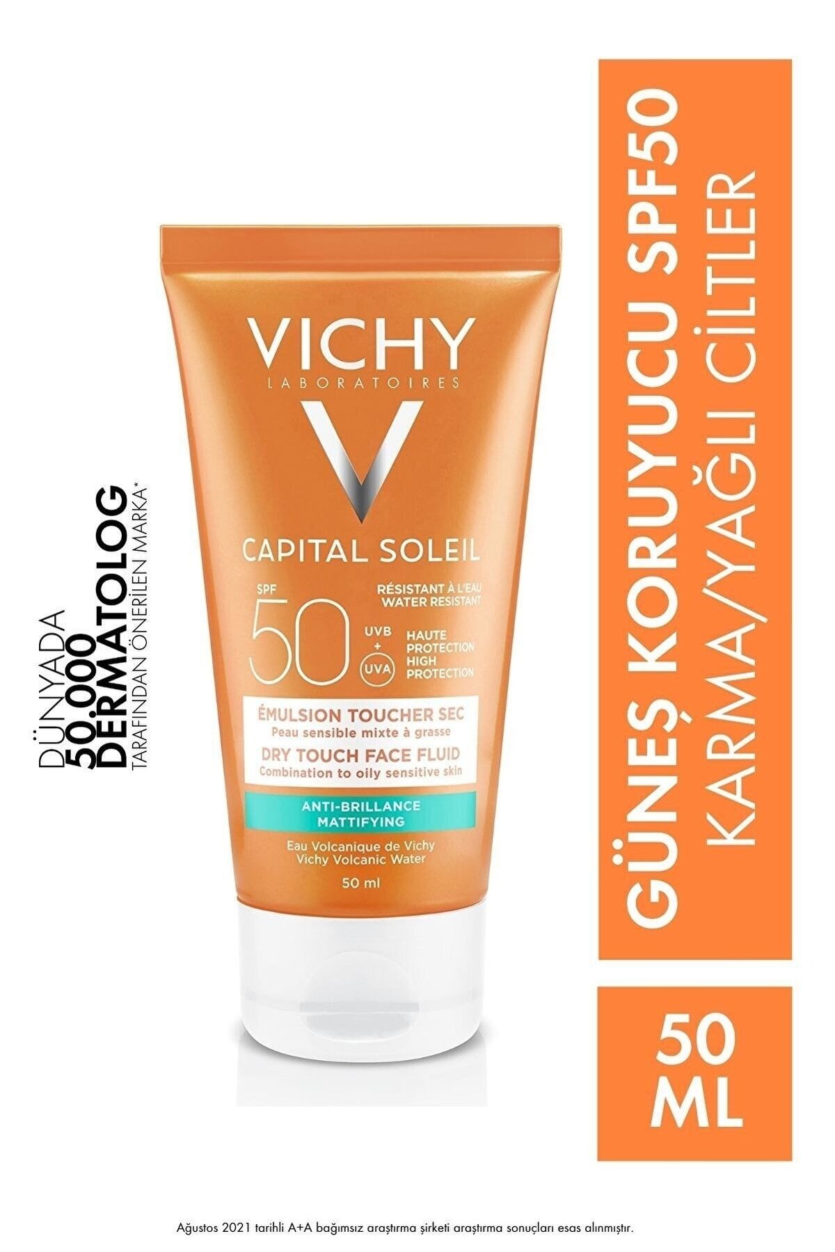 Vichy Capital Soleil Dry Touch Güneş Koruyucu Krem, Karma ve Yağlı Ciltler SPF50 50 ml 3337871323622