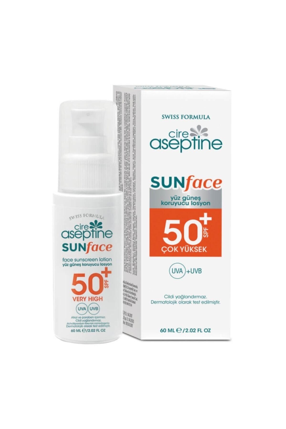 Cire Aseptine Sunface Spf 50+ Yüksek Koruma Uva +Uvb Yüz Güneş Koruyucu Losyon 60 ml