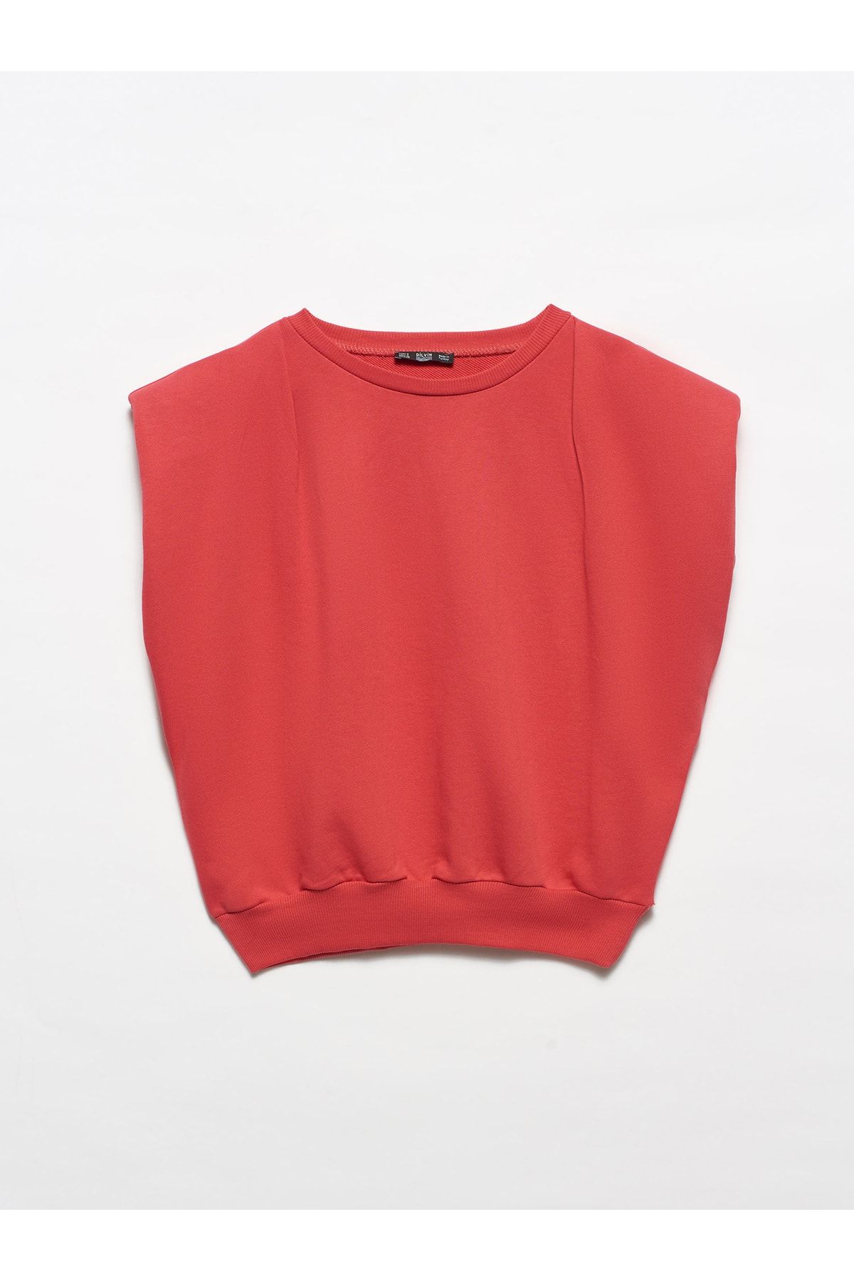 Dilvin 3588 Crop Vatkalı Sweatshirt-kırmızı